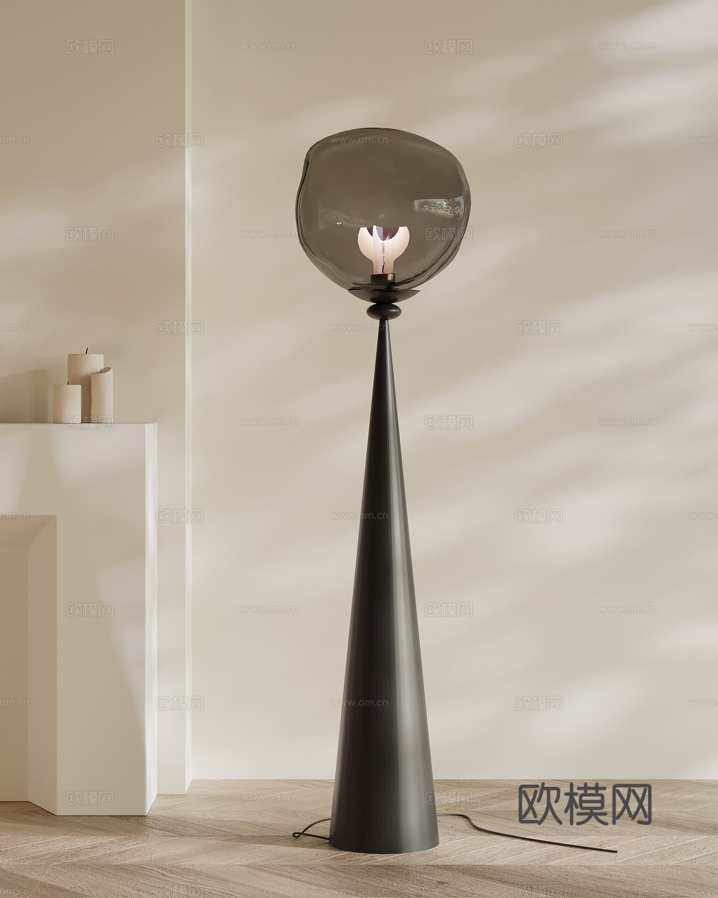 现代法式落地灯 玻璃落地灯3d模型