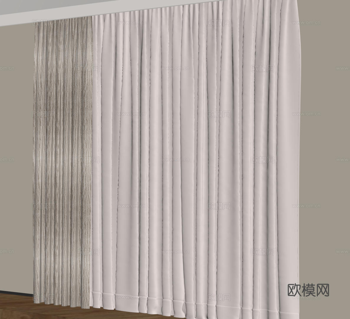 现代通用窗帘 中古布帘窗纱 纱帘 百叶帘 素色帘 纯色窗帘su模型