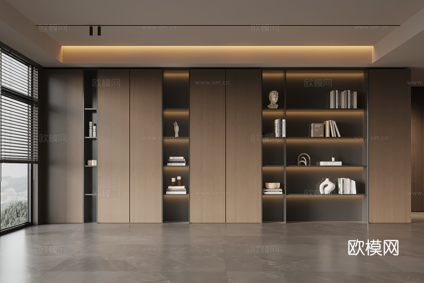 现代意式书柜su模型