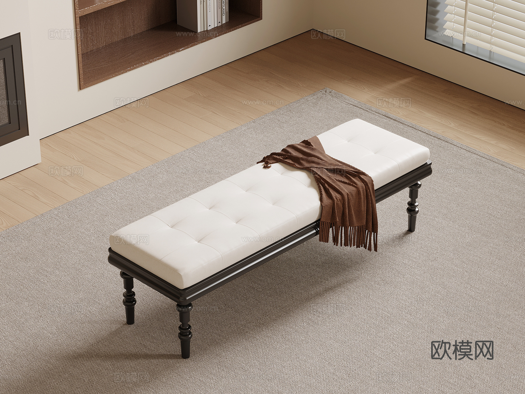 法式长凳 换鞋凳 沙发凳su模型