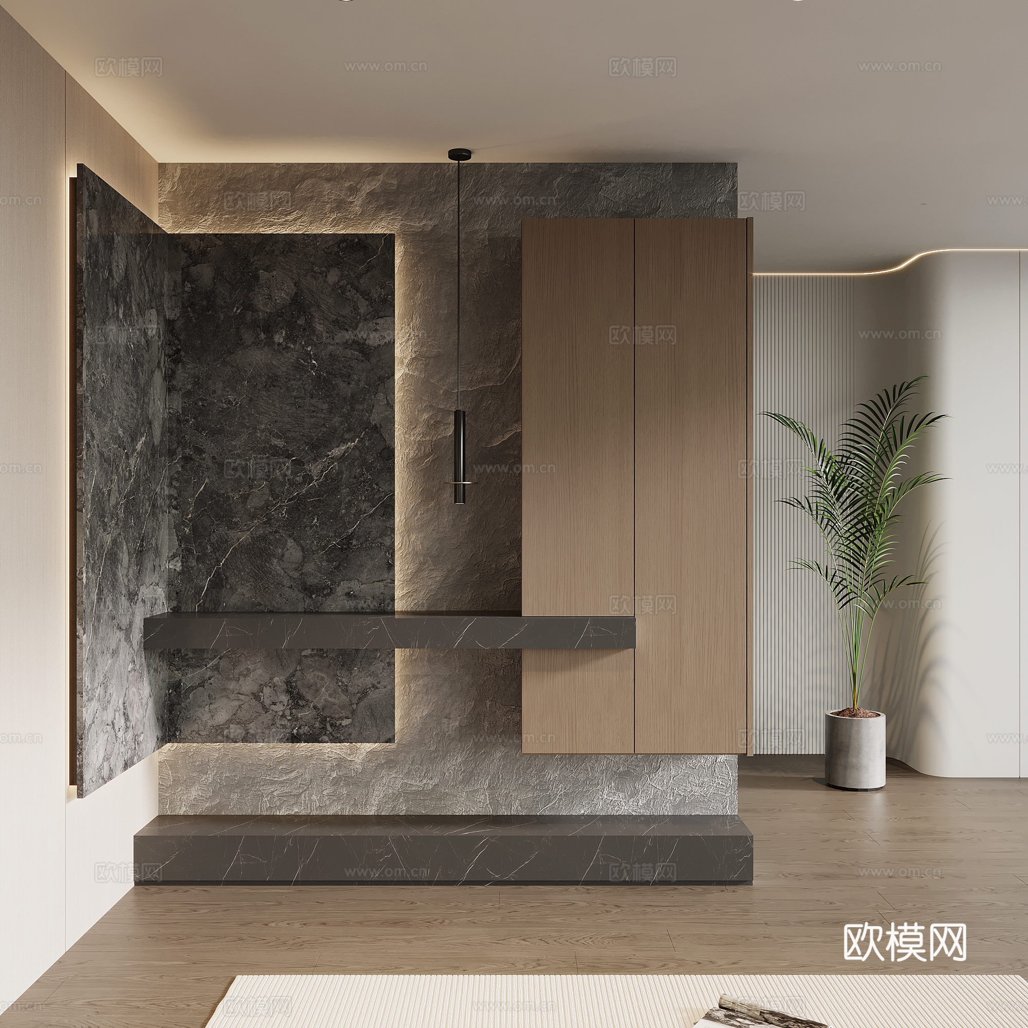 现代意式玄关 玄关柜 鞋柜su模型