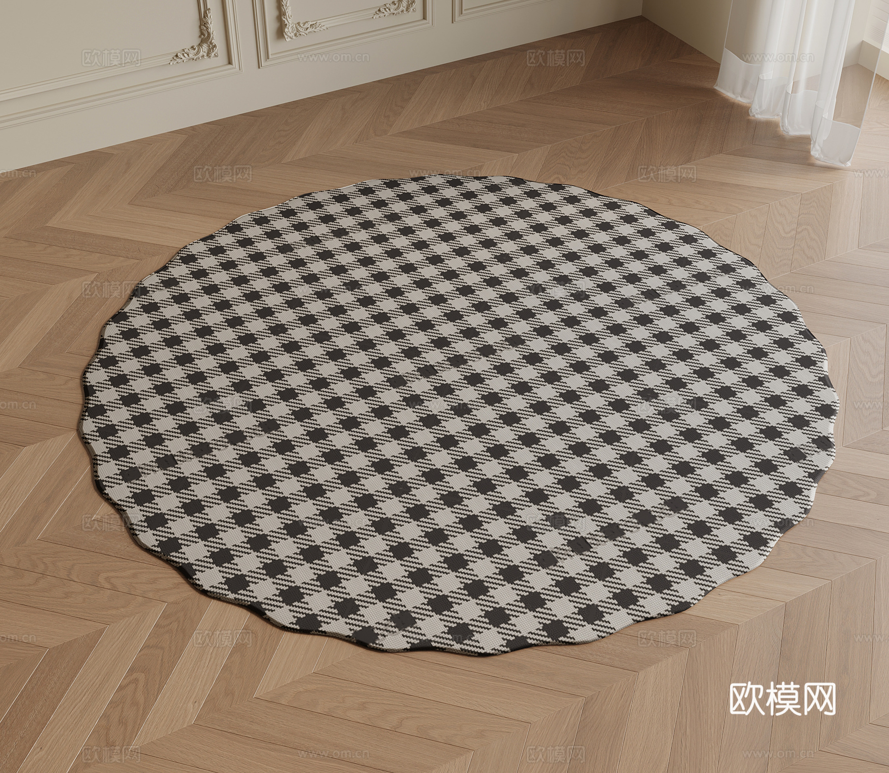 现代地毯 格子地毯3d模型