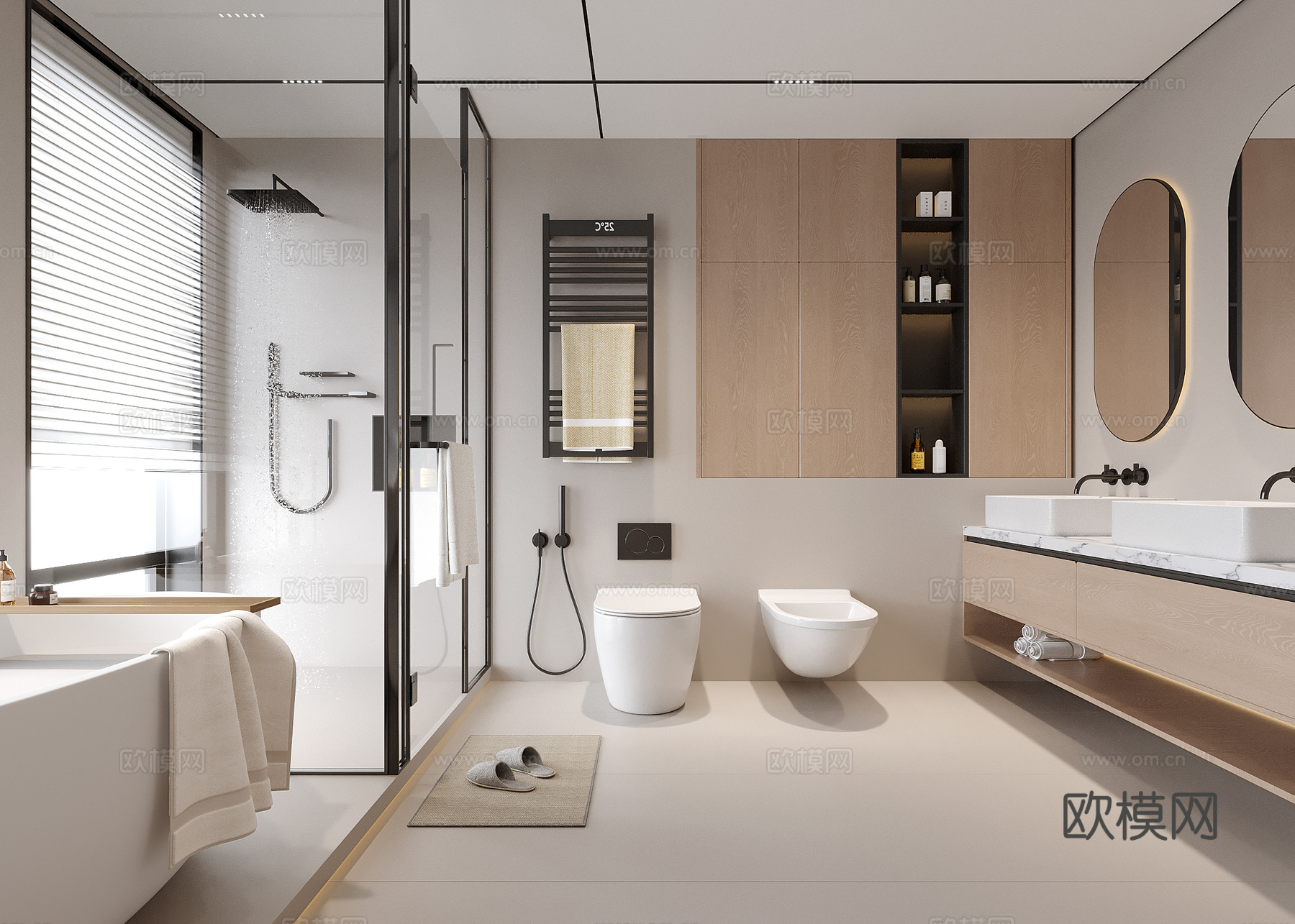 现代卫生间 别墅卫生间su模型