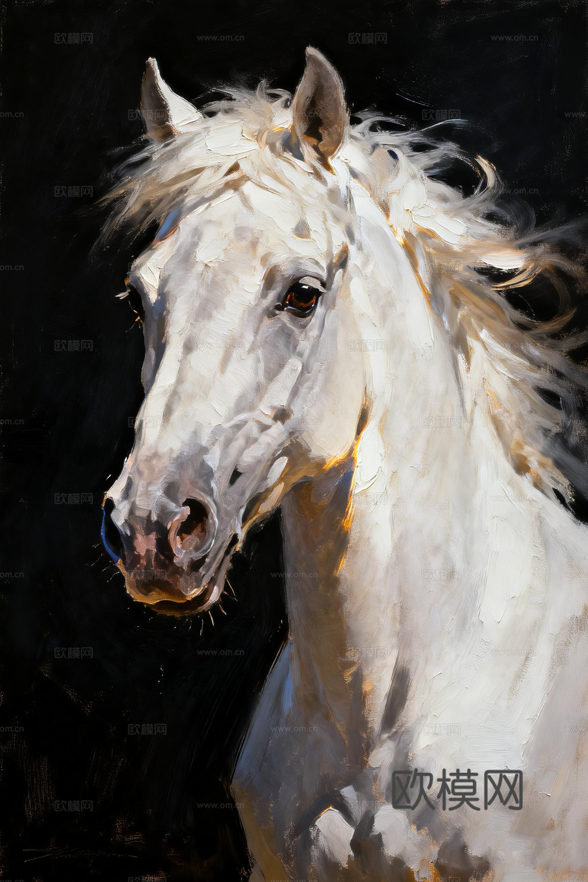 骏马油画