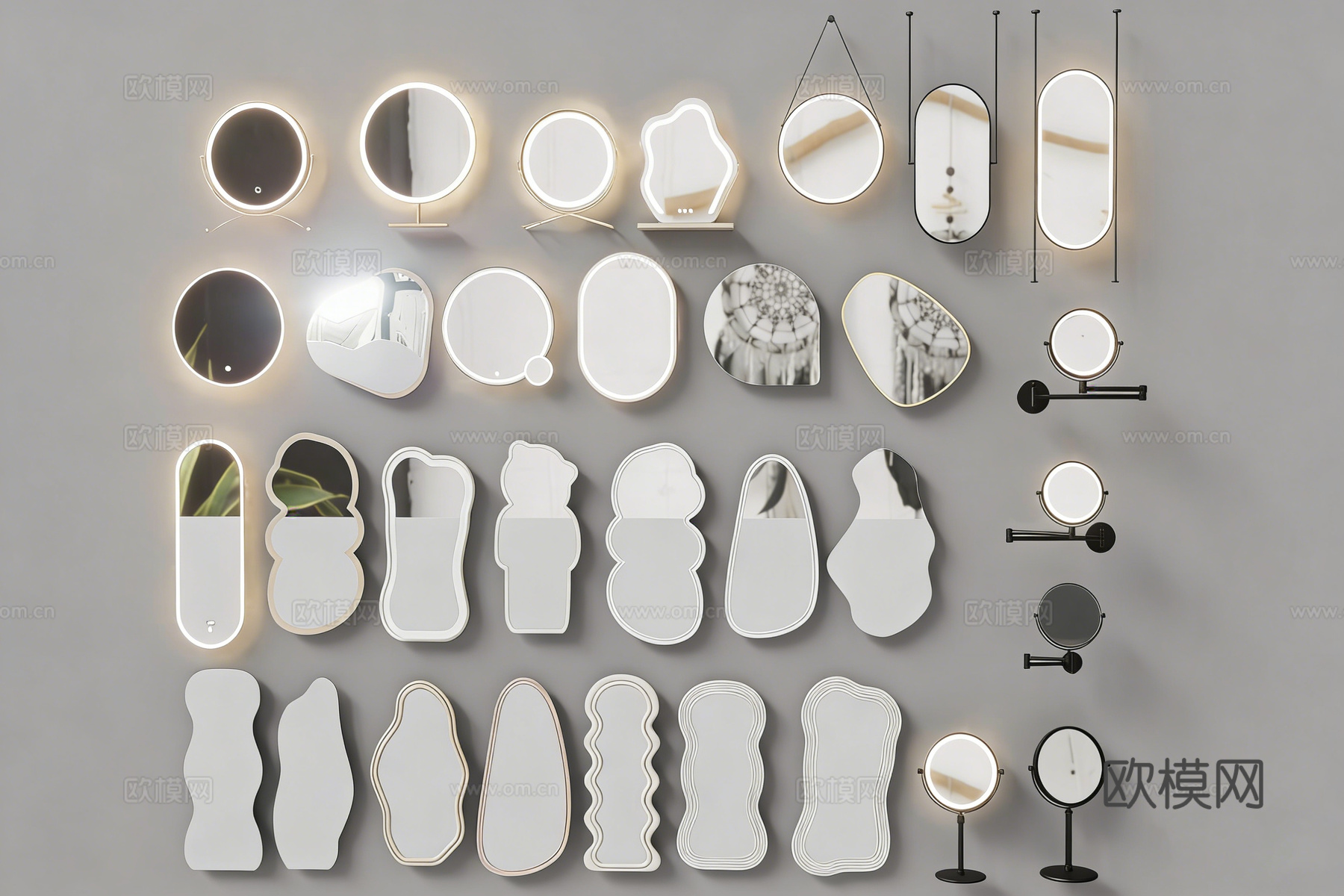 装饰镜 艺术镜子 异形镜 云朵镜 人脸镜su模型