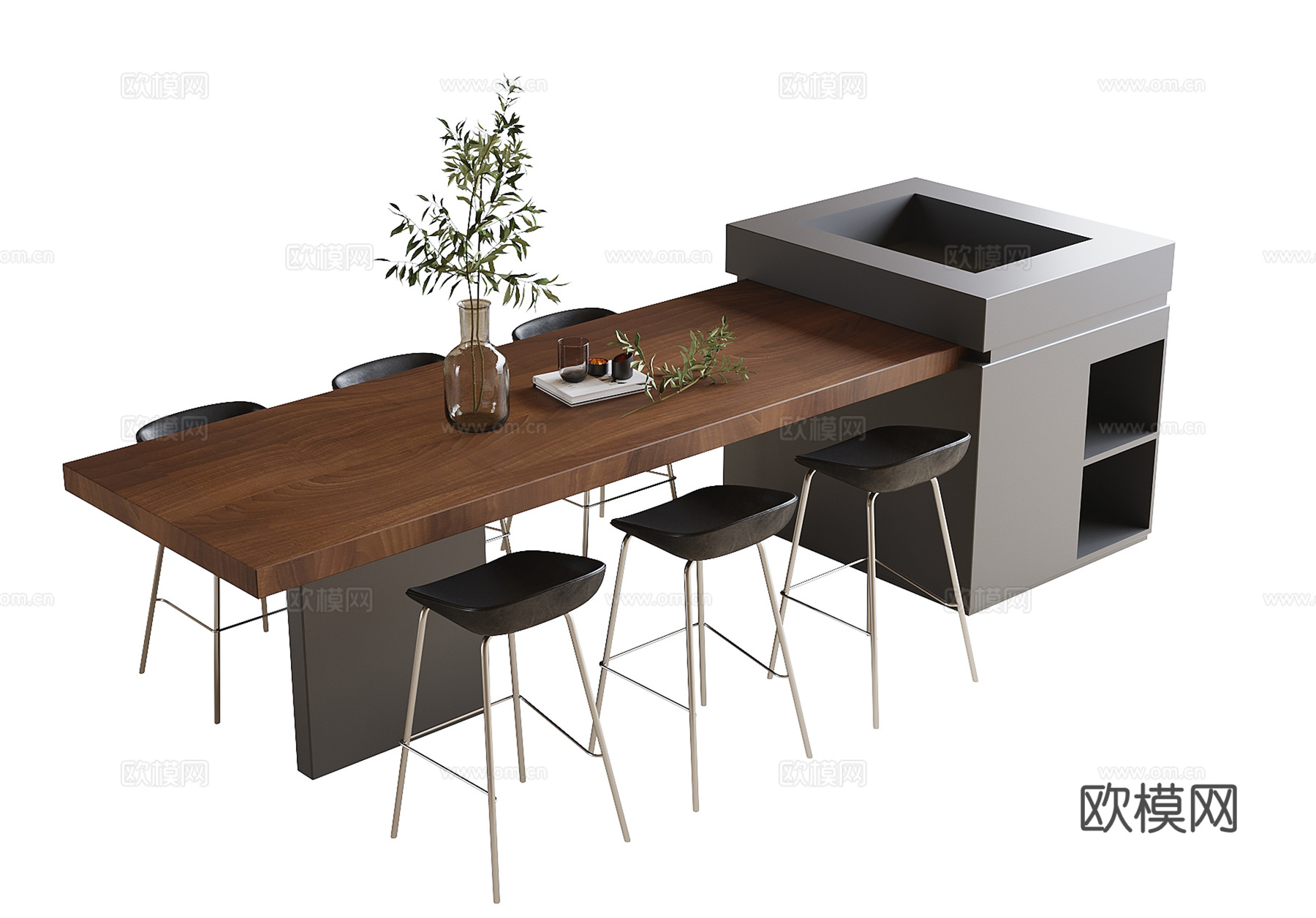 现代餐桌椅su模型