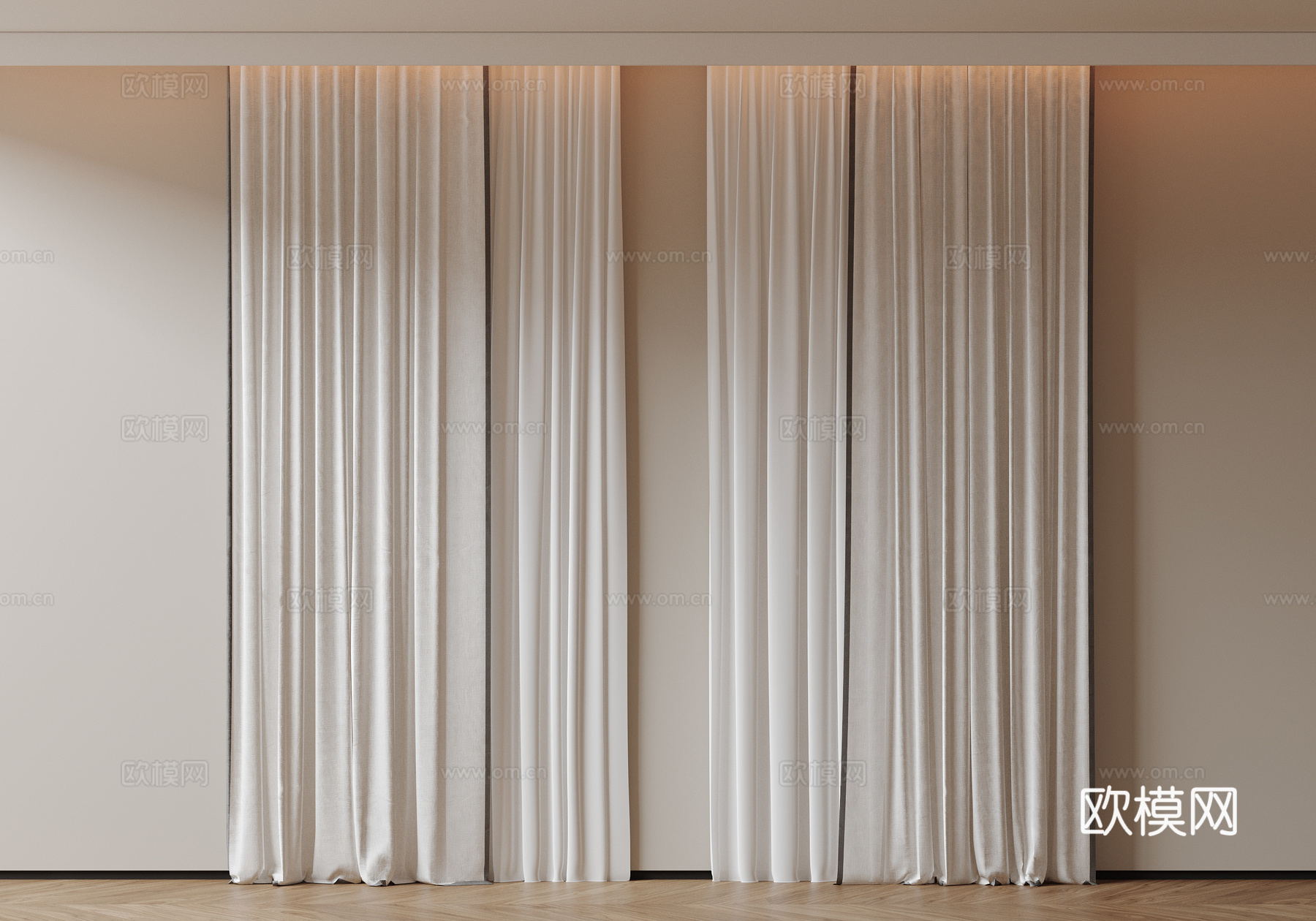 现代通用窗帘 中古布帘窗纱 纱帘 百叶帘 素色帘 纯色窗帘su模型