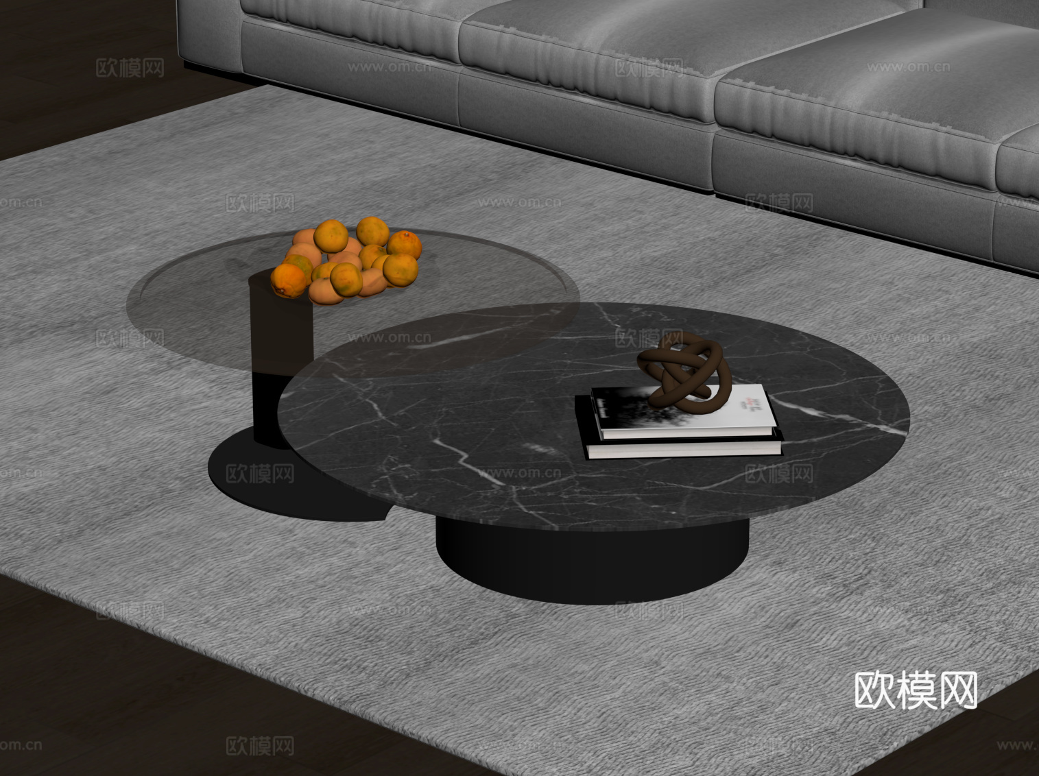 现代意式茶几 子母几su模型