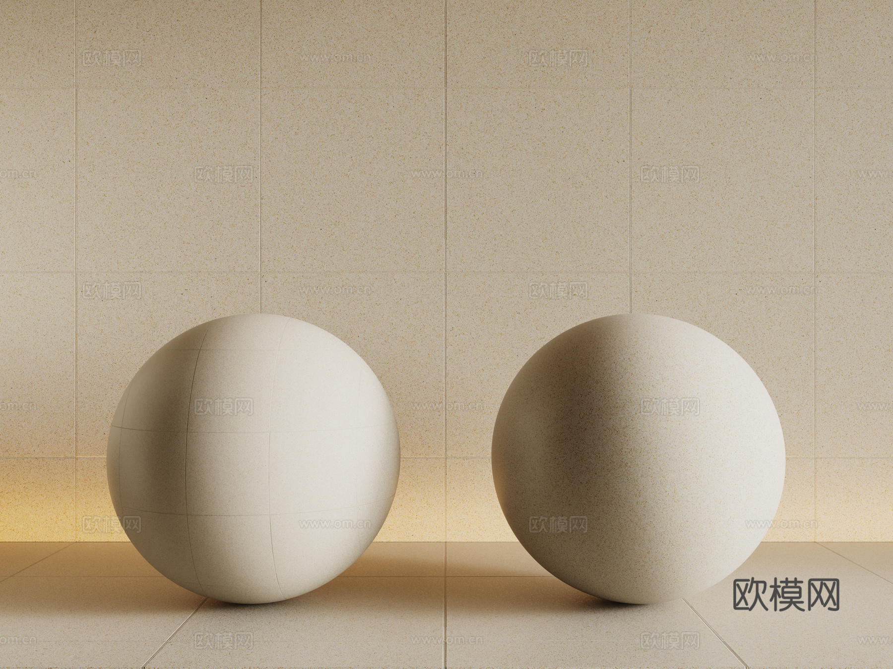 现代淡黄色水磨石 墙砖 瓷砖 马赛克 石材su模型