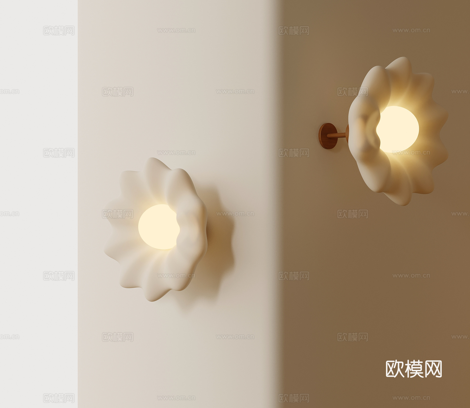 现代奶油风壁灯3d模型