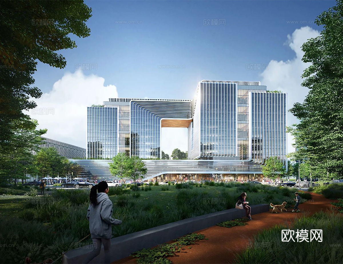 现代高层办公楼 写字楼建筑 商业综合体su模型