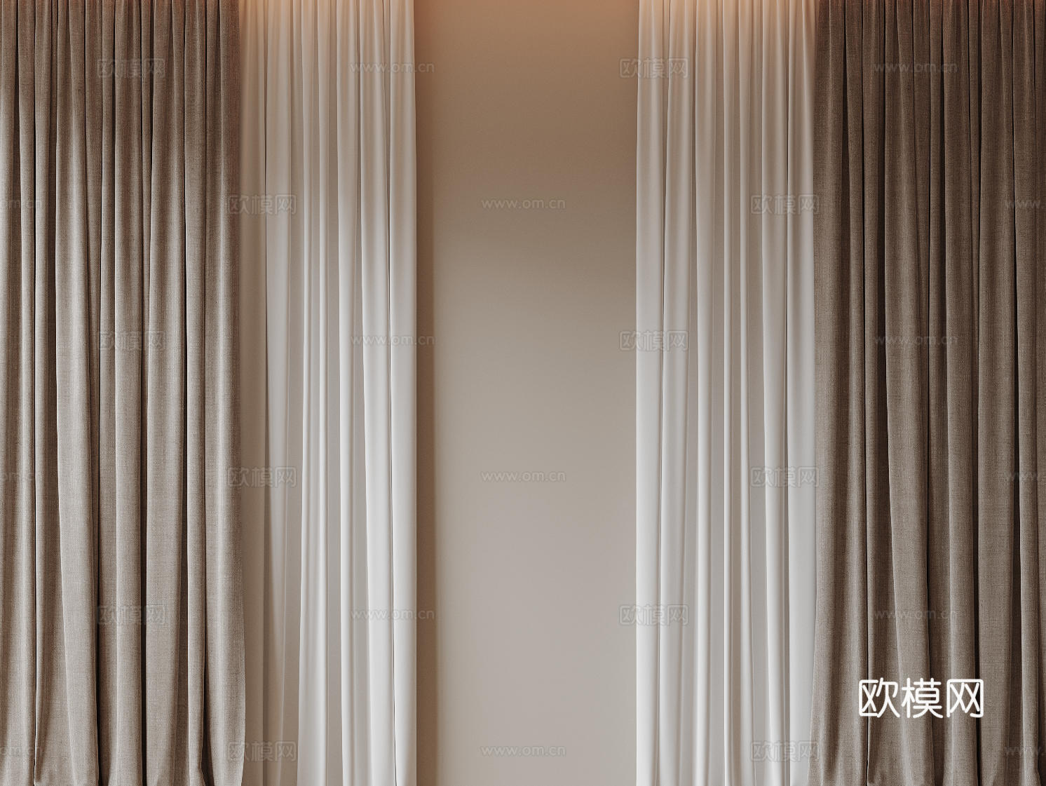 现代通用窗帘 中古布帘窗纱 纱帘 百叶帘 素色帘 纯色窗帘su模型