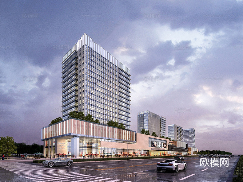 现代高层办公楼 写字楼建筑 商业综合体su模型