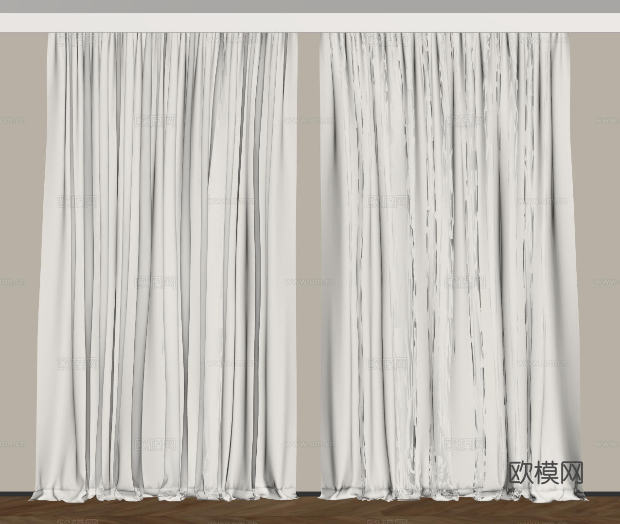 现代通用窗帘 中古布帘窗纱 纱帘 百叶帘 素色帘 纯色窗帘su模型