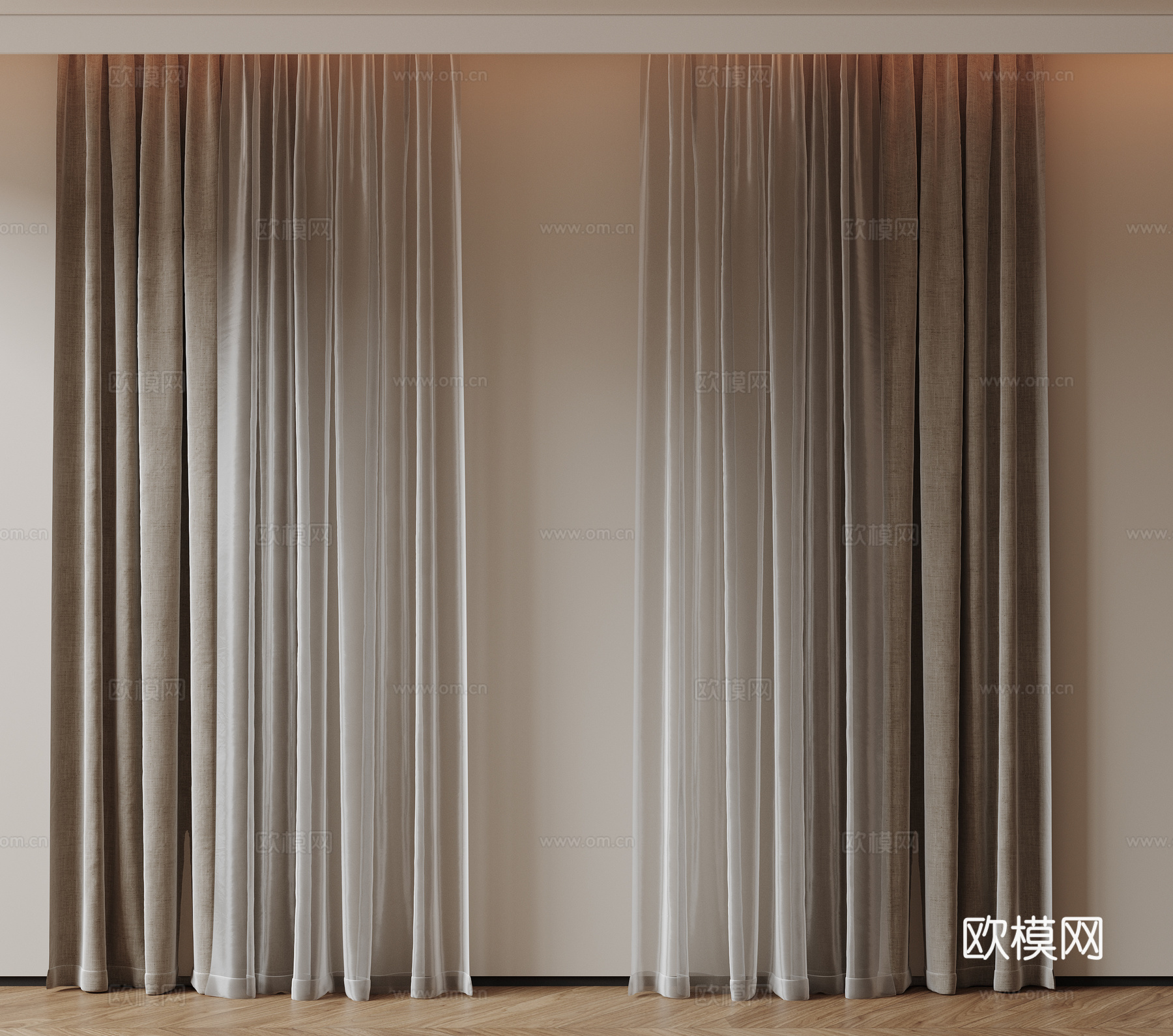 现代通用窗帘 中古布帘窗纱 纱帘 百叶帘 素色帘 纯色窗帘su模型