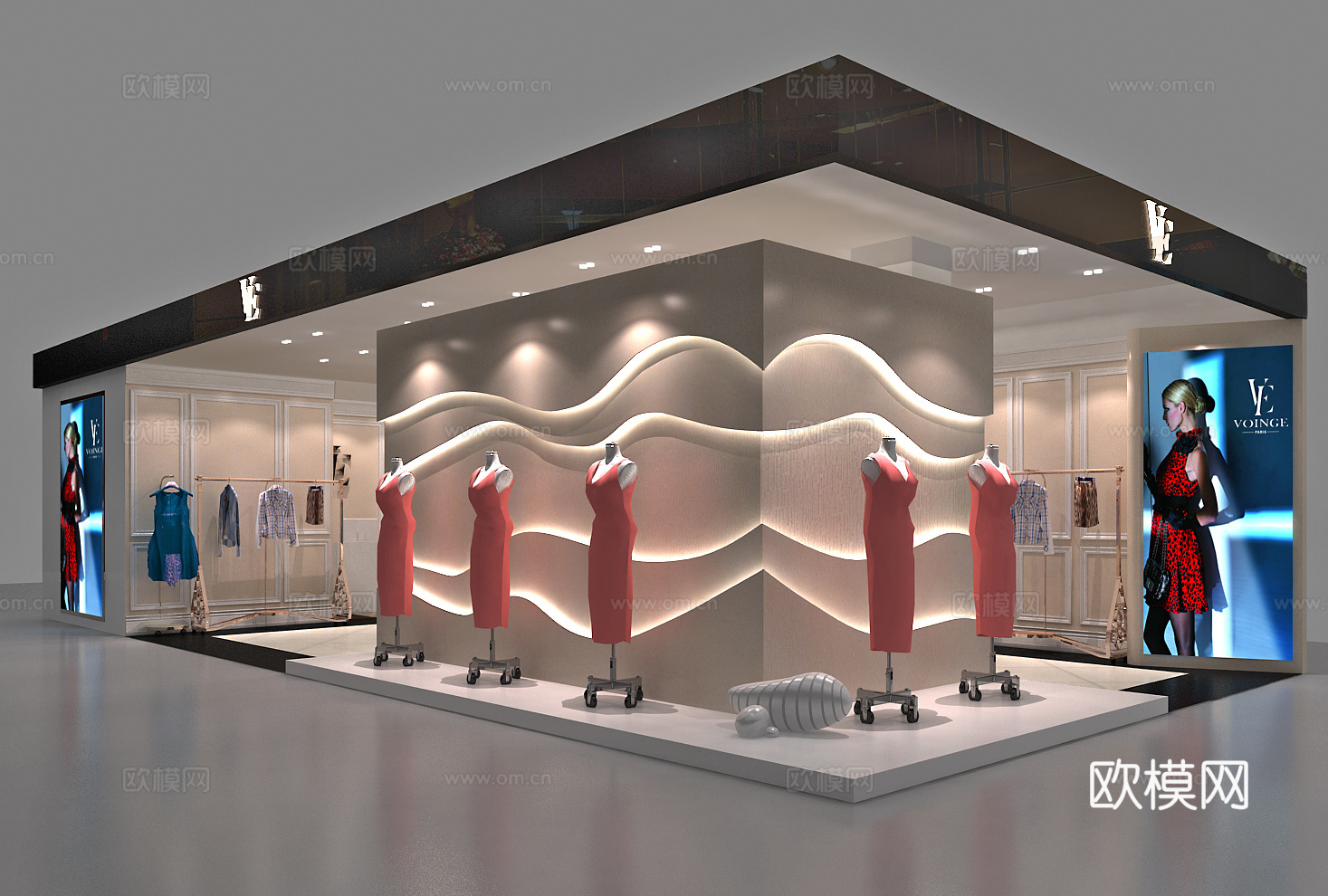 服装店专卖店 最新全套施工图 效果图合集cad施工图