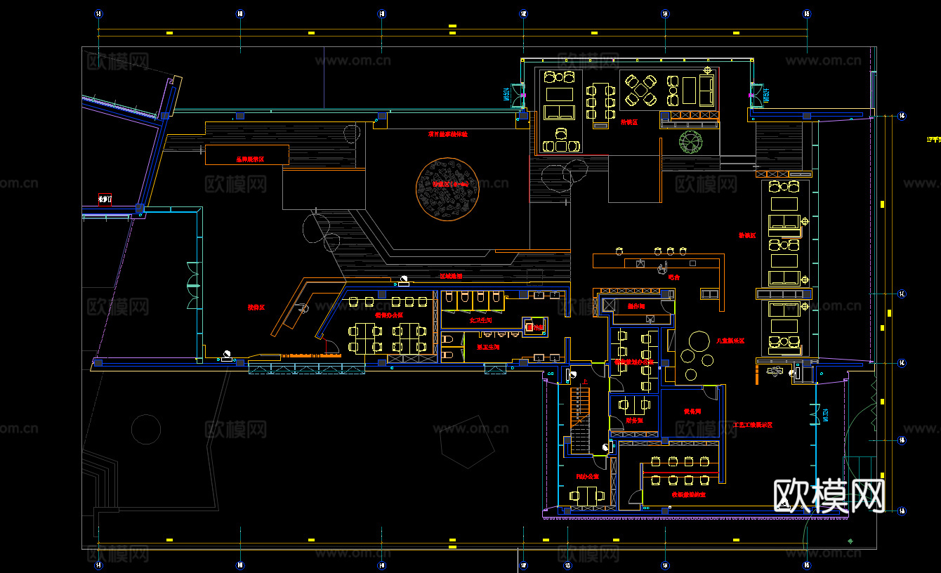 10套售楼处施工图CAD附效果图cad施工图
