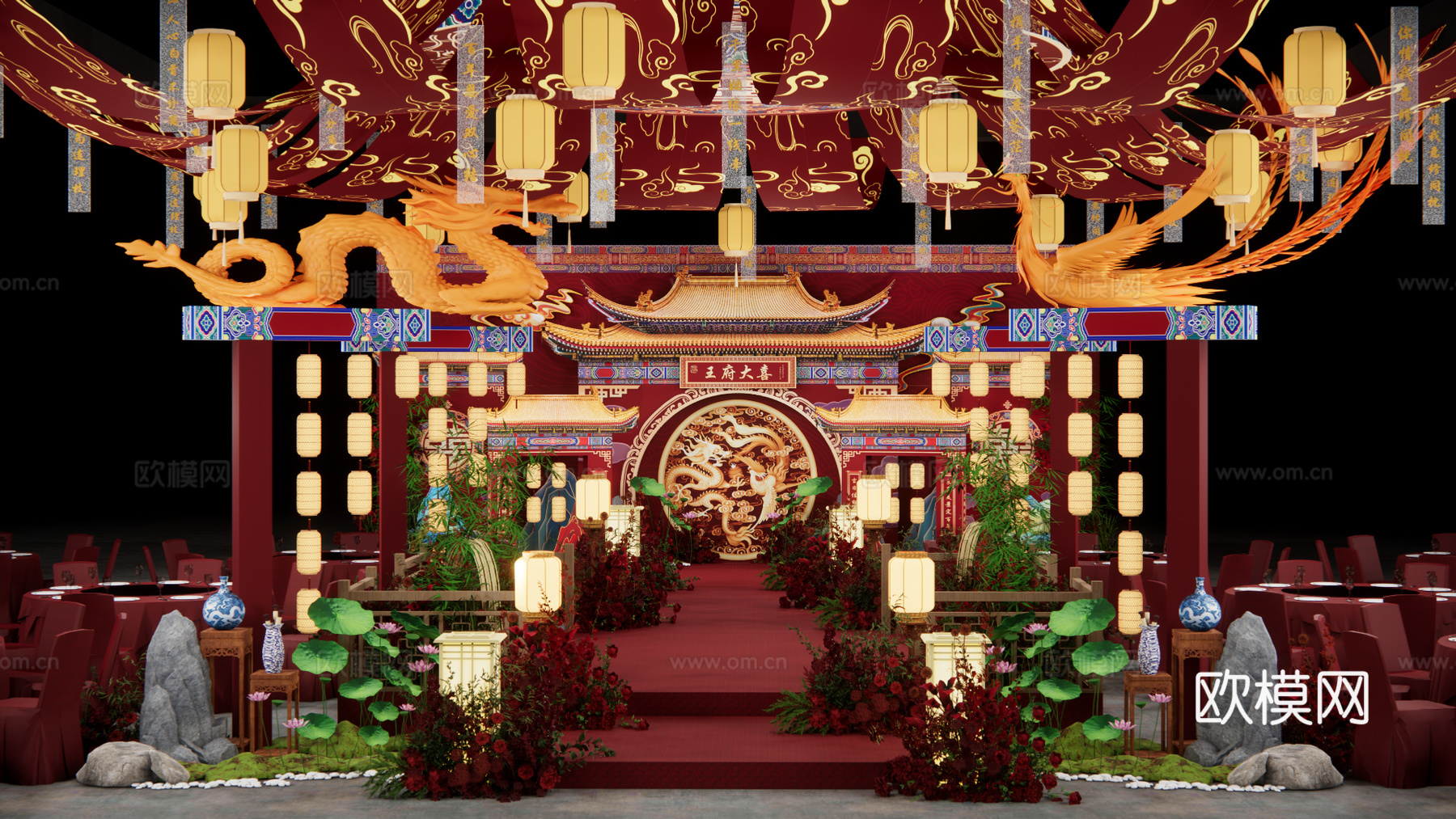 中式吊顶 婚礼su模型