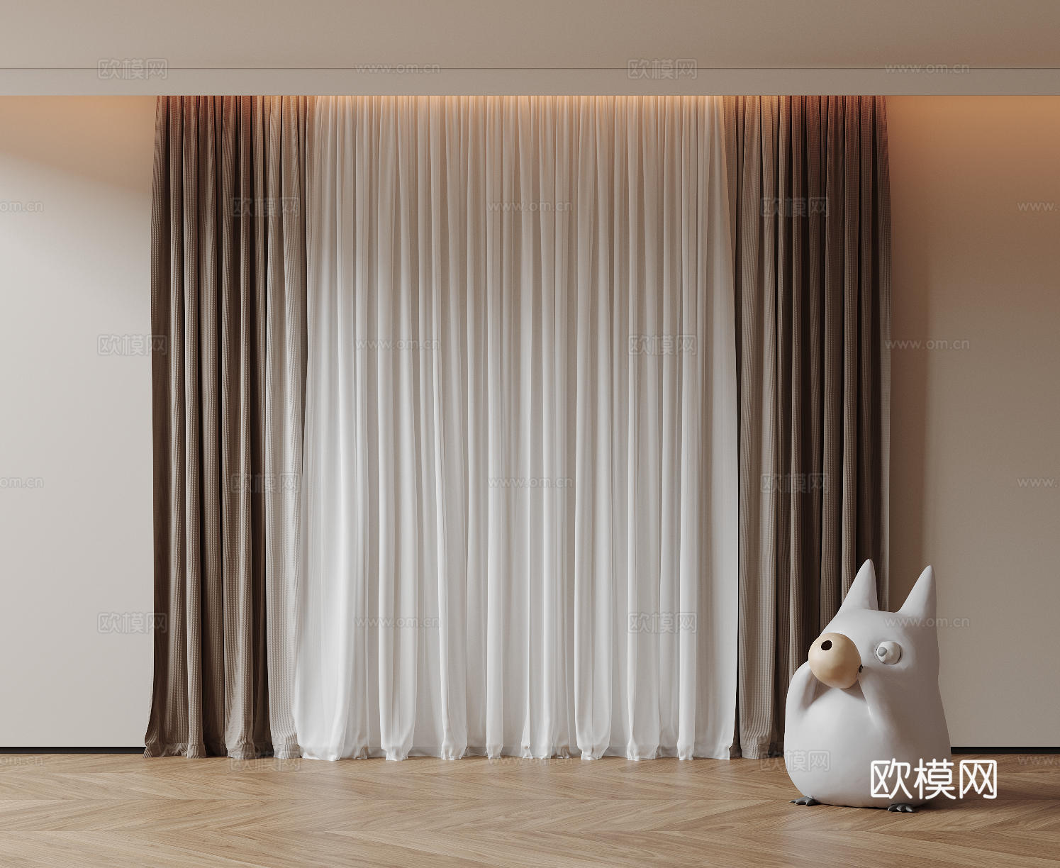 现代通用窗帘 中古布帘窗纱 纱帘 百叶帘 素色帘 纯色窗帘su模型