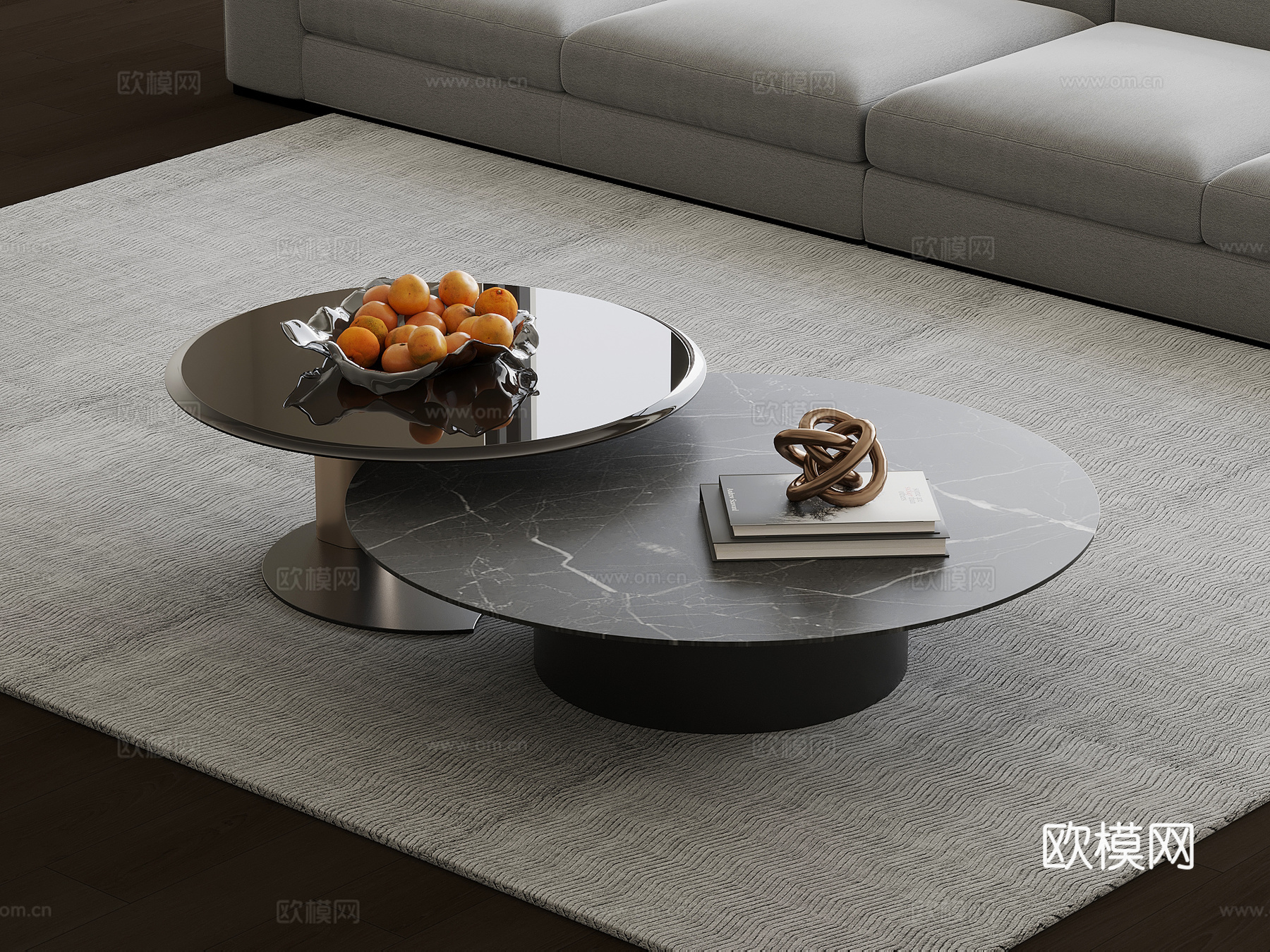 现代意式茶几 子母几su模型