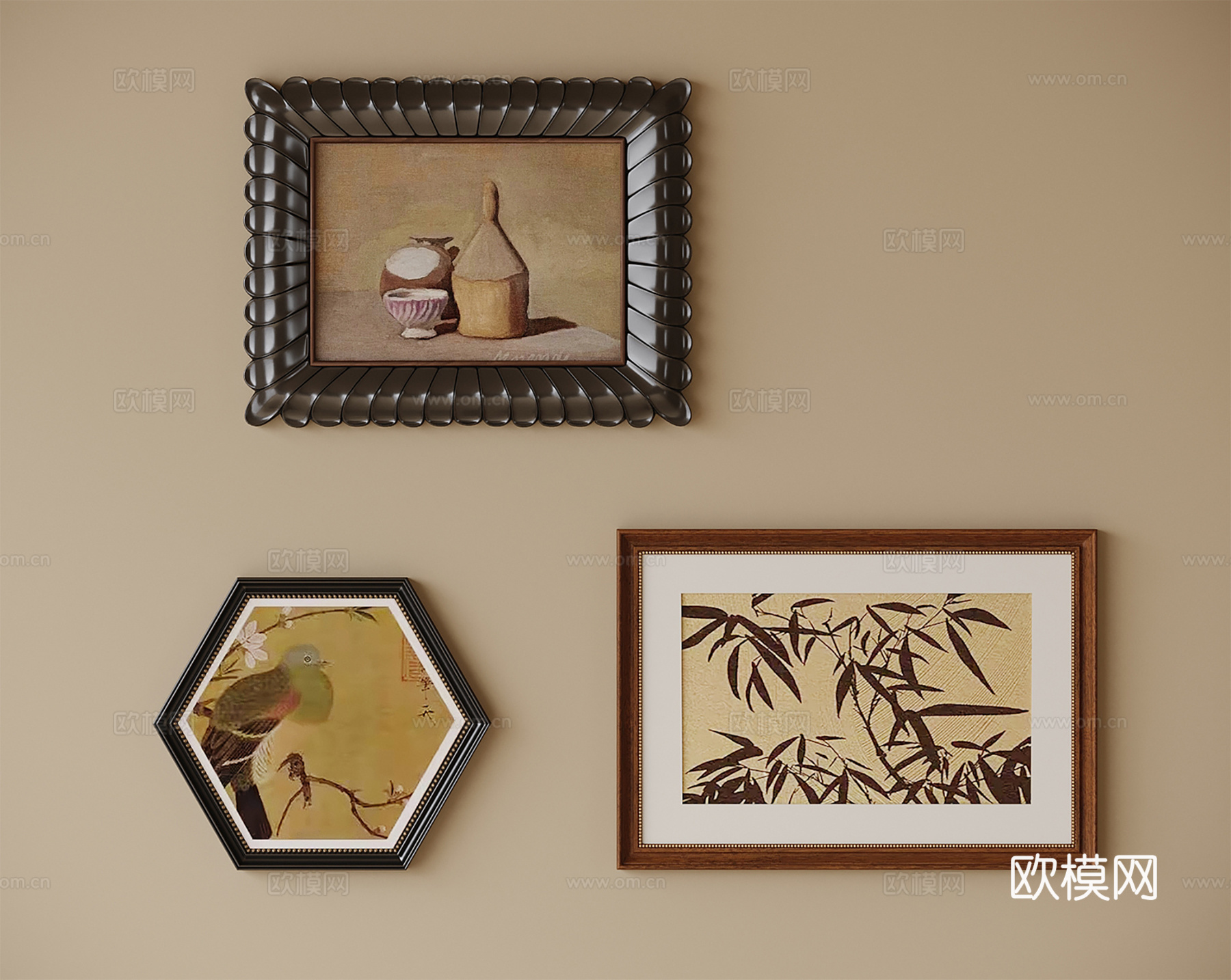 美式挂画 床头挂画3d模型下载