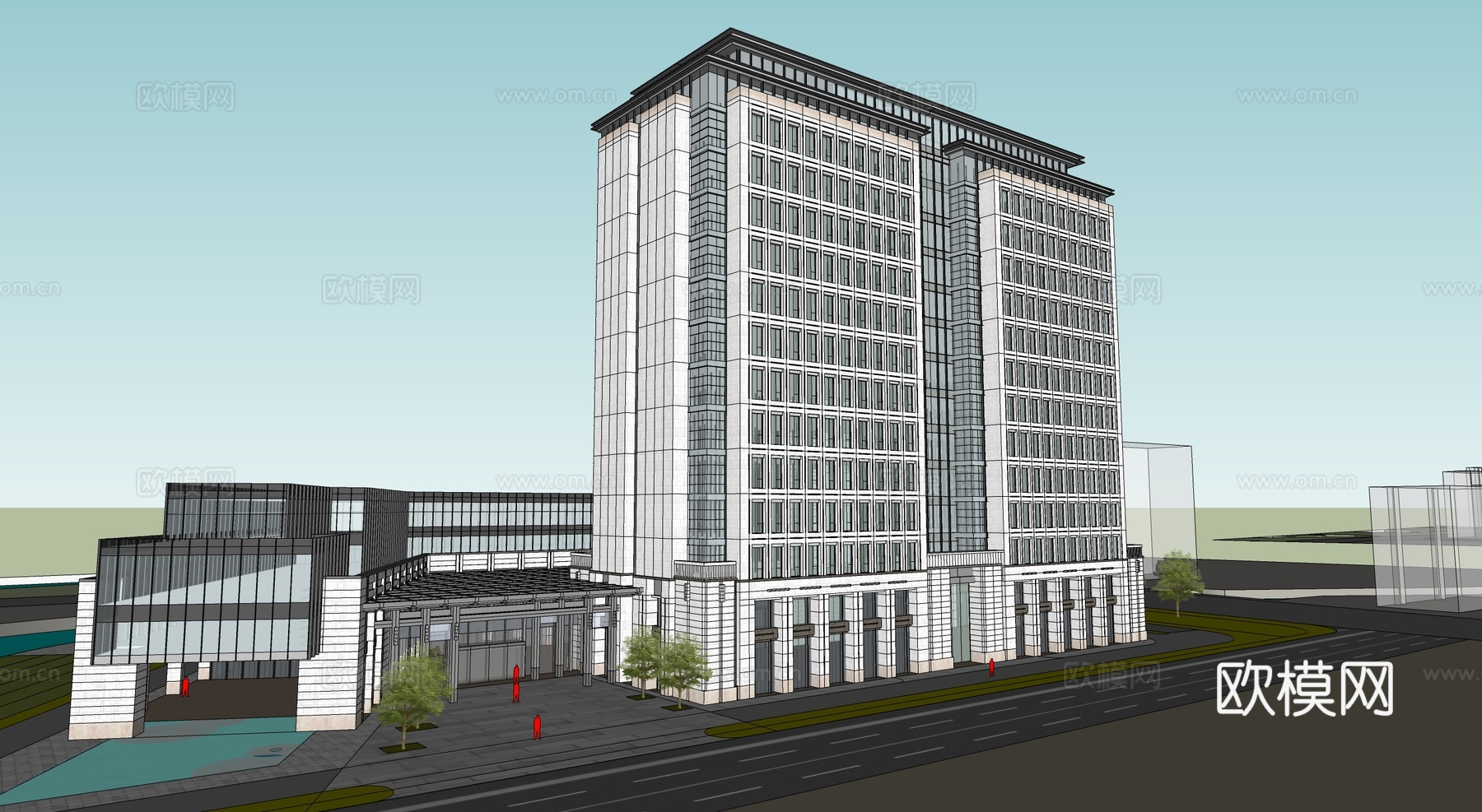 现代高层办公楼 写字楼建筑 商业综合体 企业总部大楼su模型