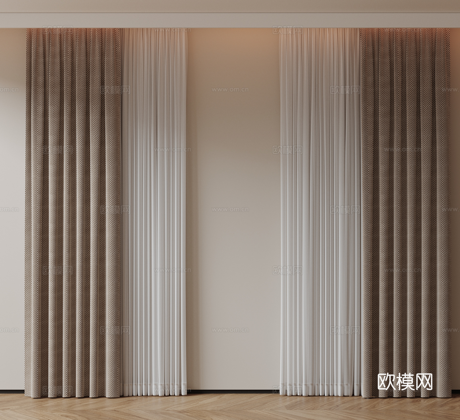 现代通用窗帘 中古布帘窗纱 纱帘 百叶帘 素色帘 纯色窗帘su模型