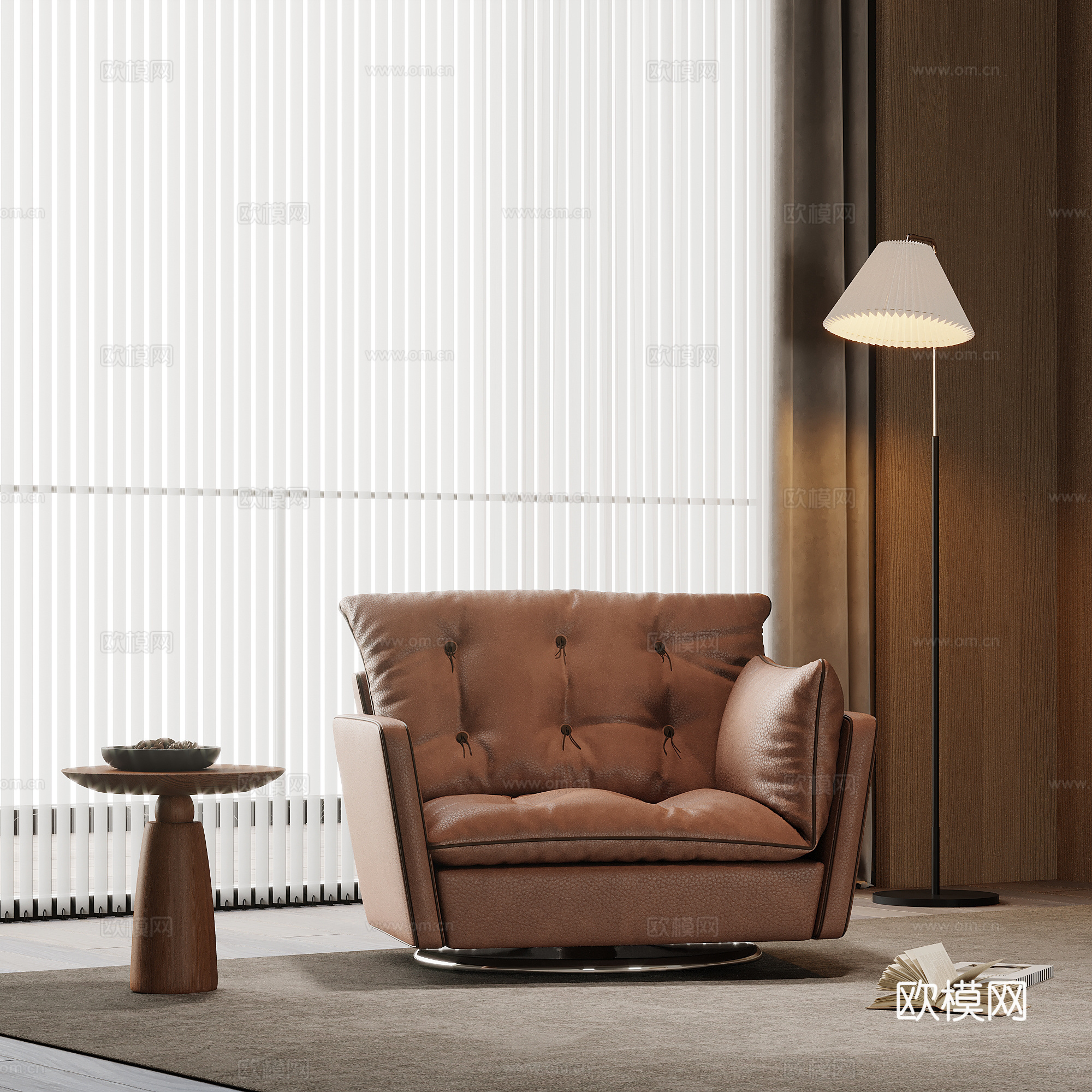中古风单人沙发 休闲沙发su模型