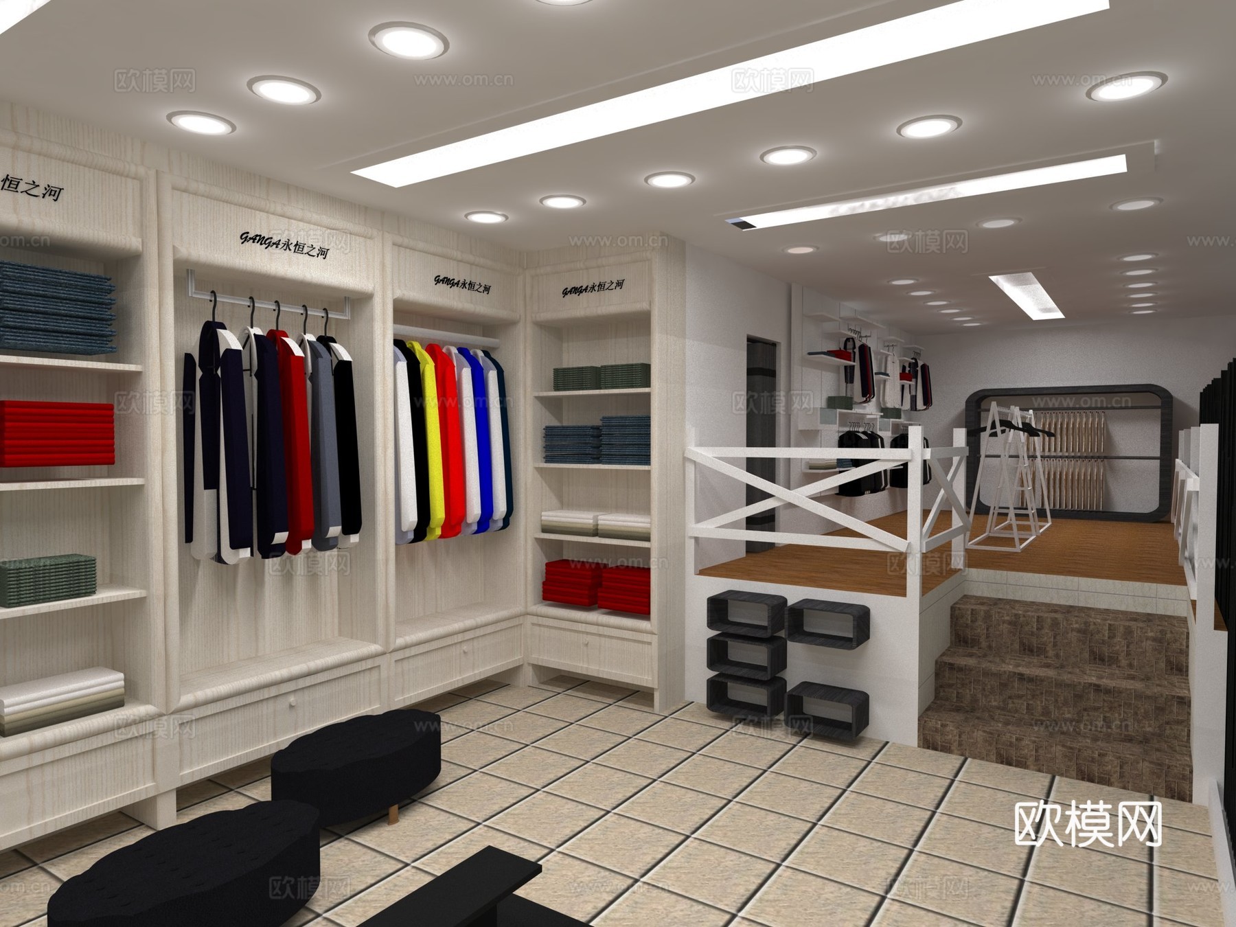 服装店专卖店 最新全套施工图 效果图合集cad施工图