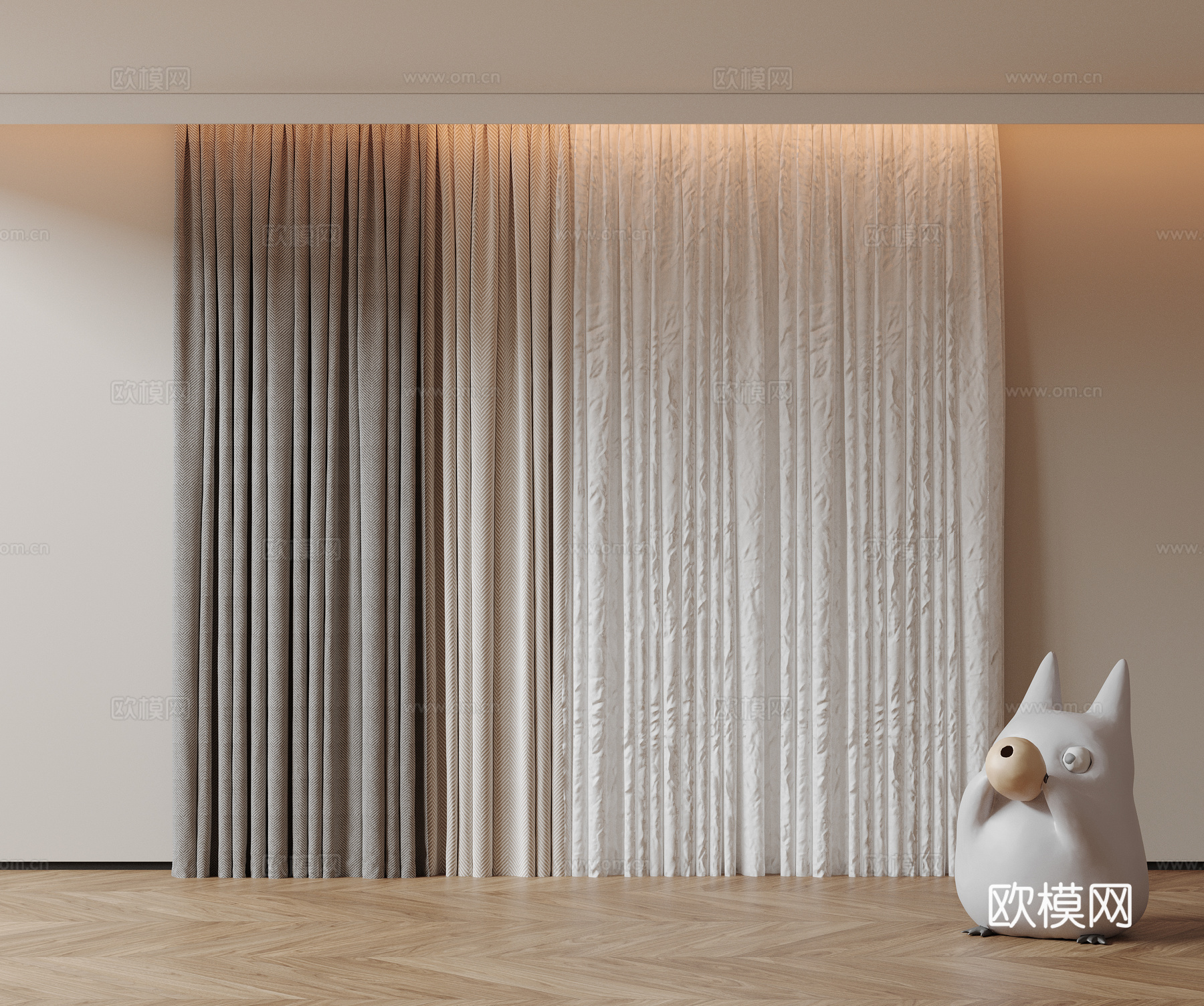 现代通用窗帘 中古布帘窗纱 纱帘 百叶帘 素色帘 纯色窗帘su模型