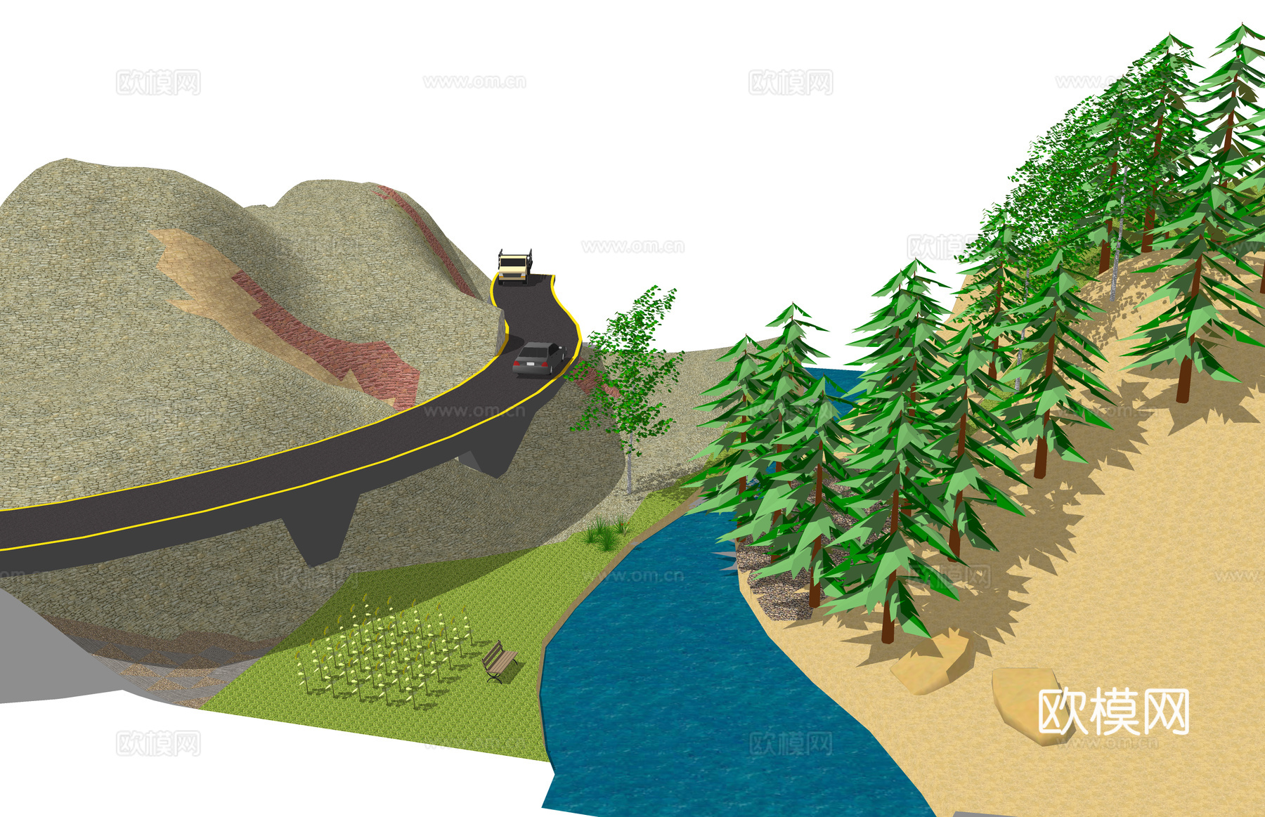 景观 美丽乡村 示范区 居住区 地产 景观小品 户外景观 公su模型