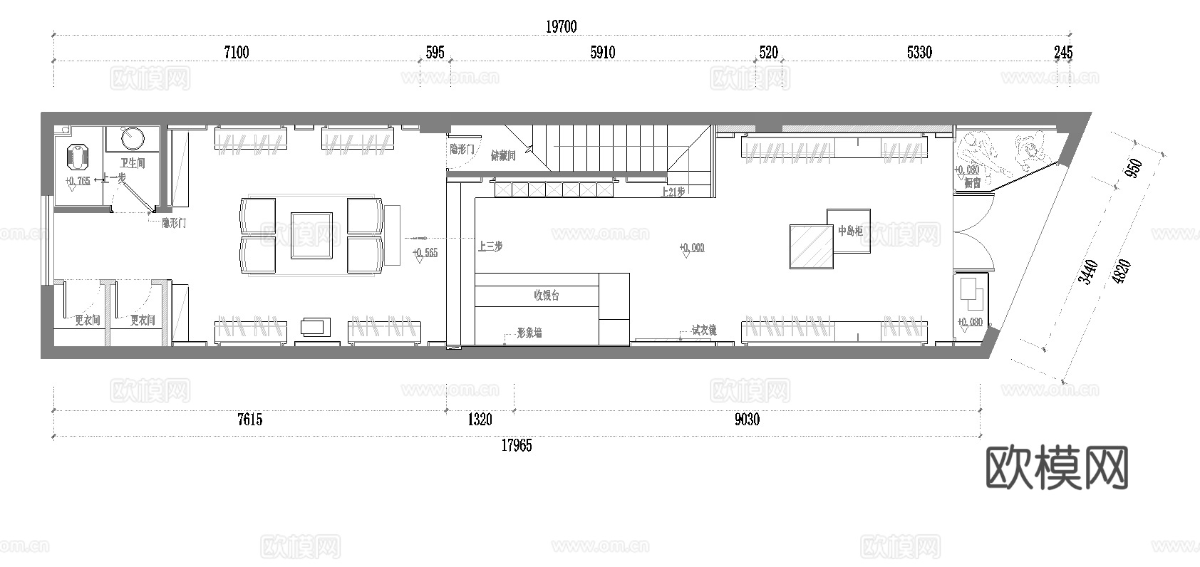 服装店专卖店 最新全套施工图 效果图合集cad施工图