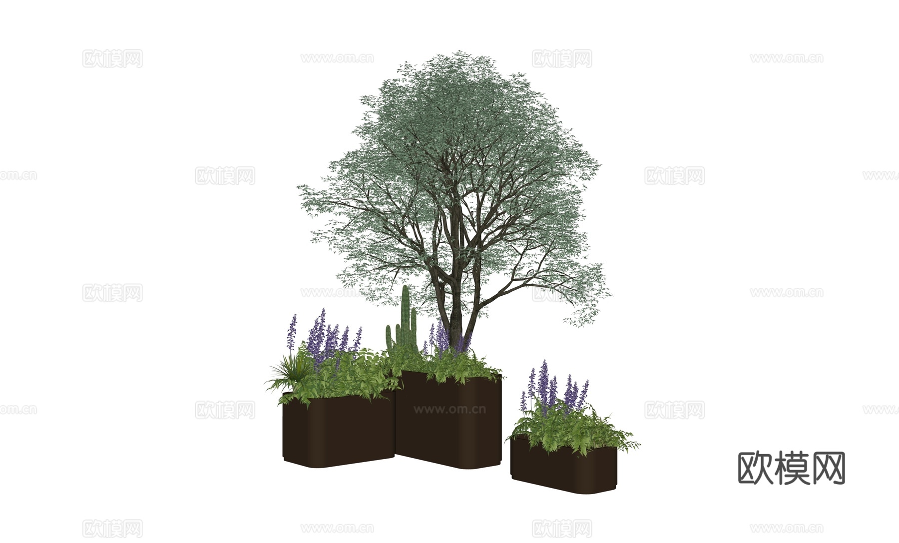 现代花盆盆栽植物su模型