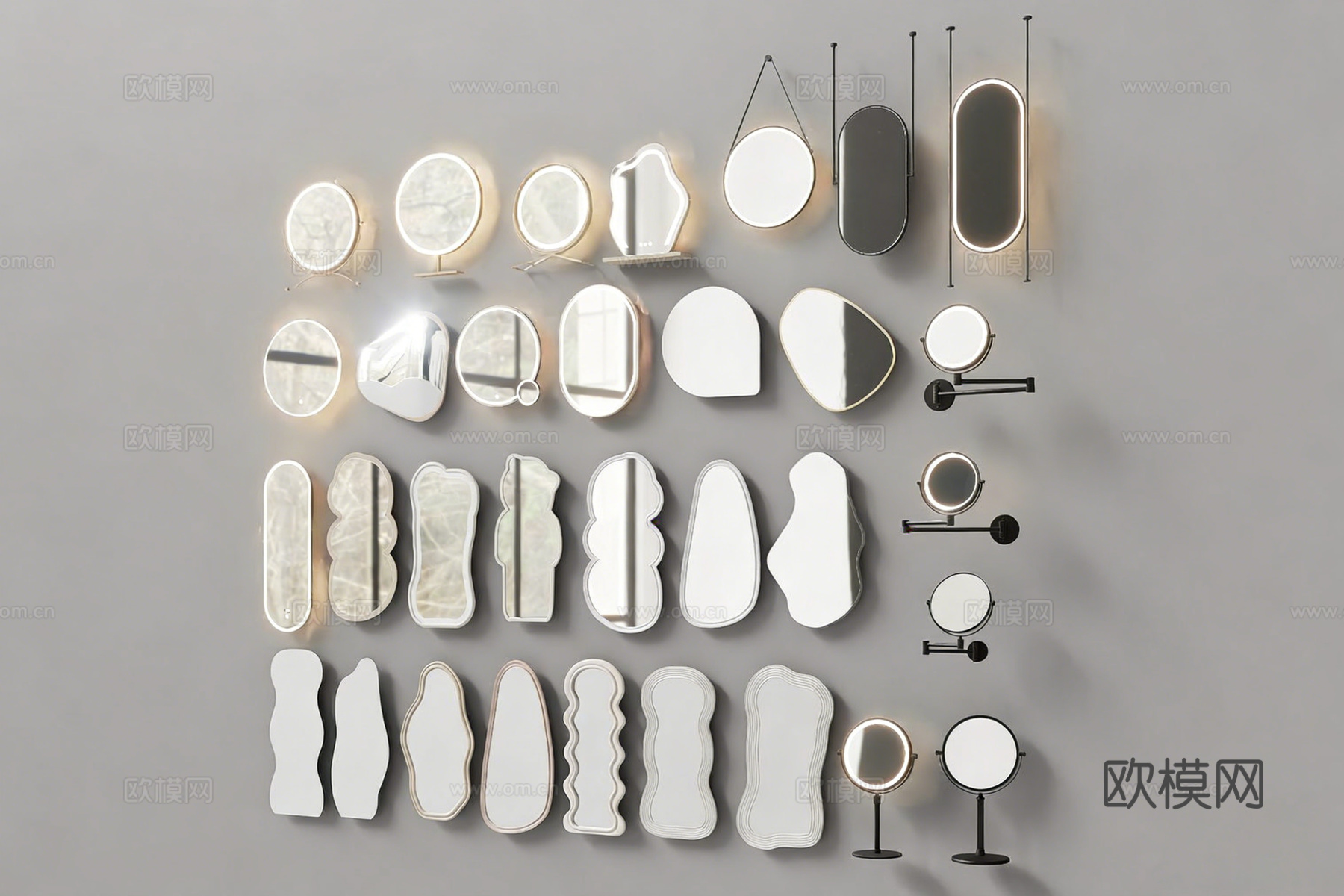 装饰镜 艺术镜子 异形镜 云朵镜 人脸镜su模型