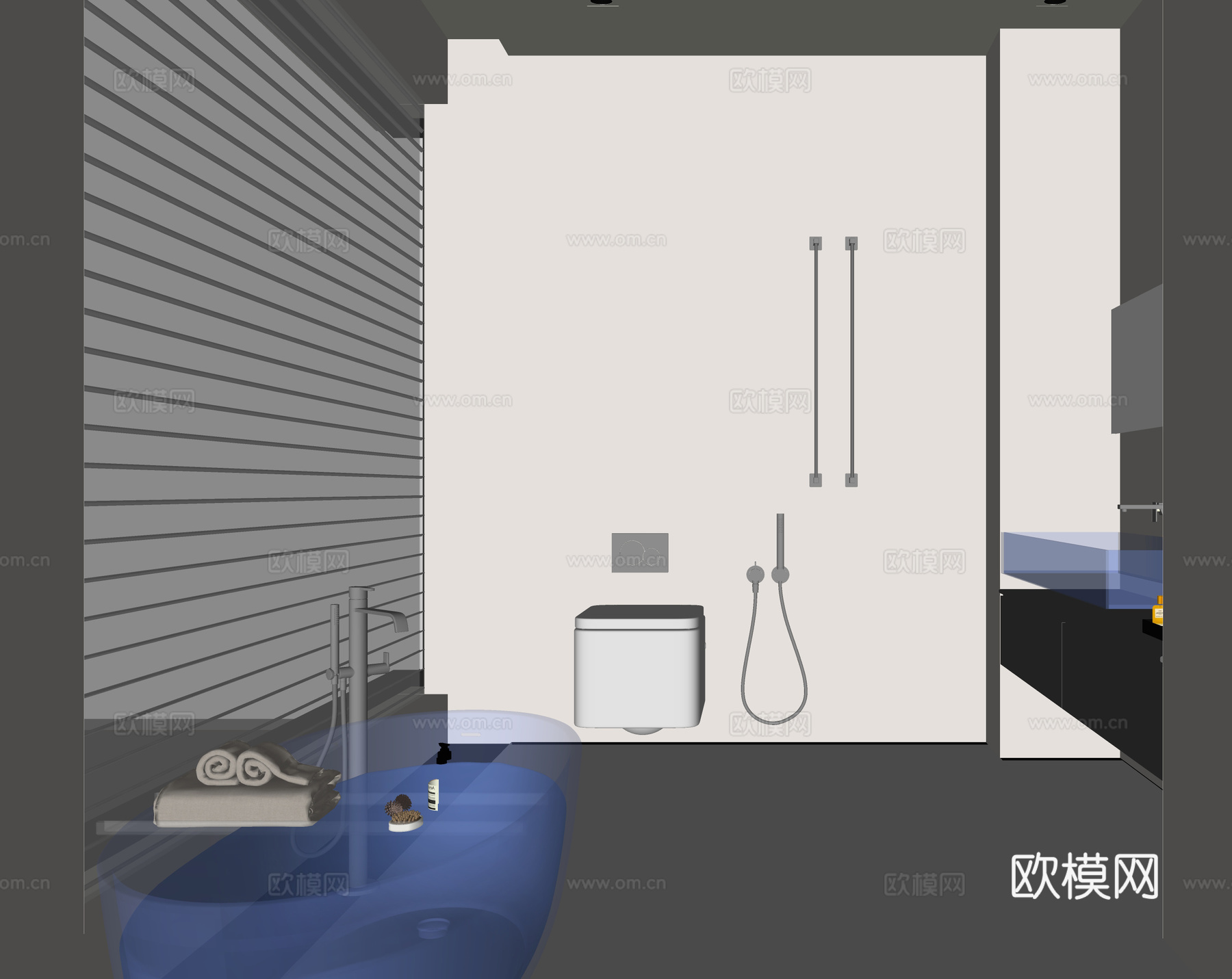 现代卫生间 浴缸su模型