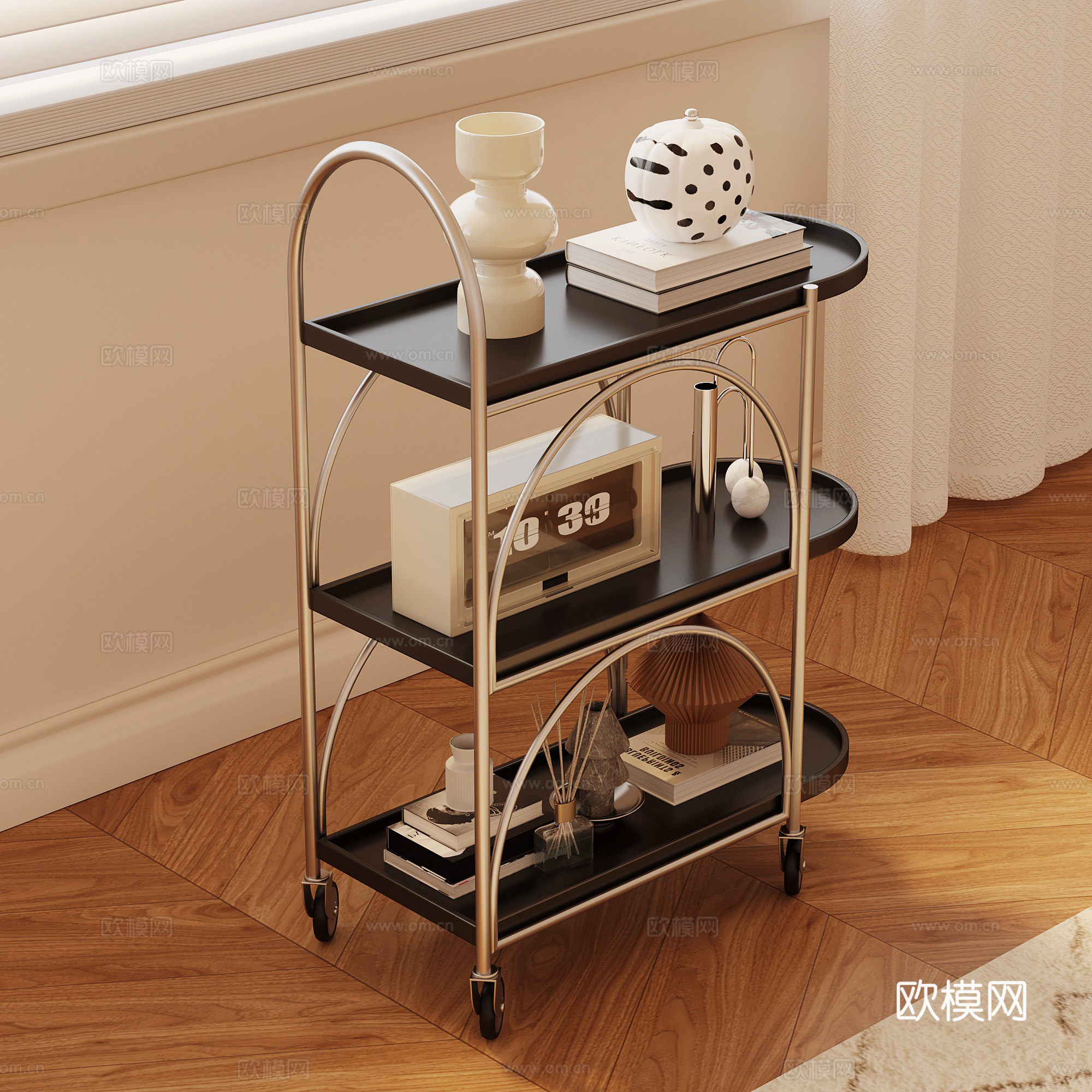 现代边几 移动边几 小推车3d模型