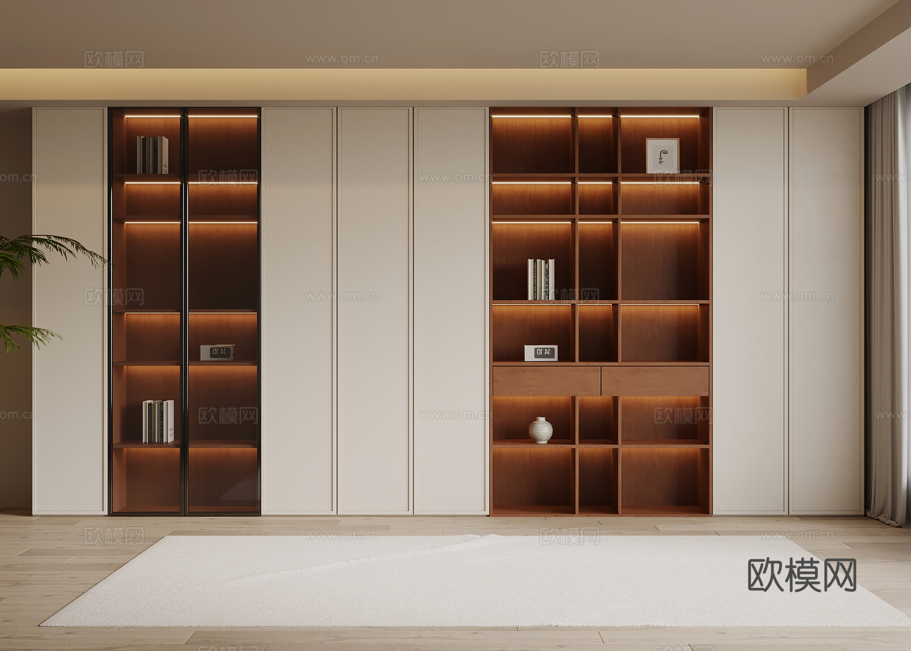 中古风书柜su模型
