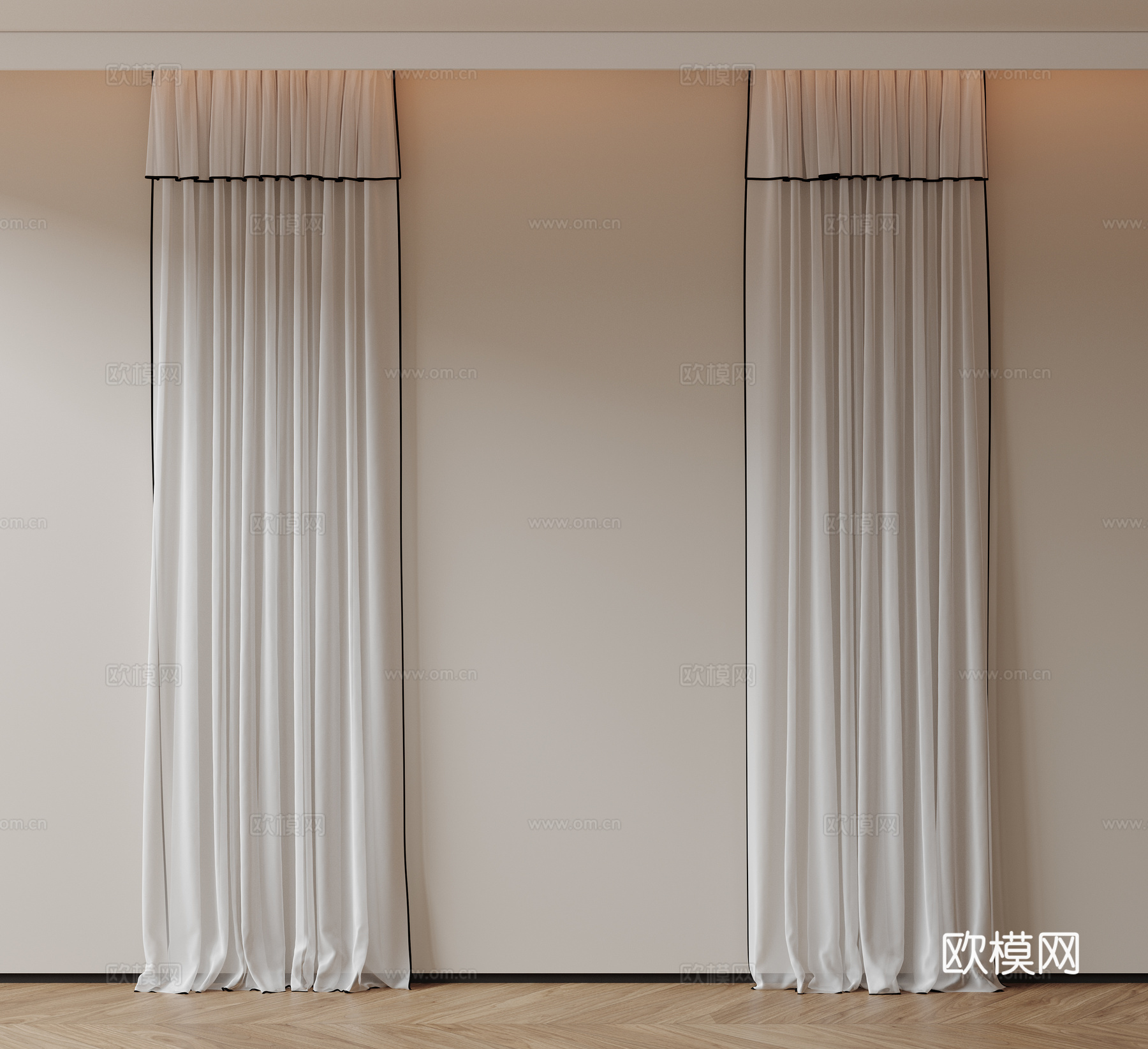 现代通用窗帘 中古布帘窗纱 纱帘 百叶帘 素色帘 纯色窗帘su模型