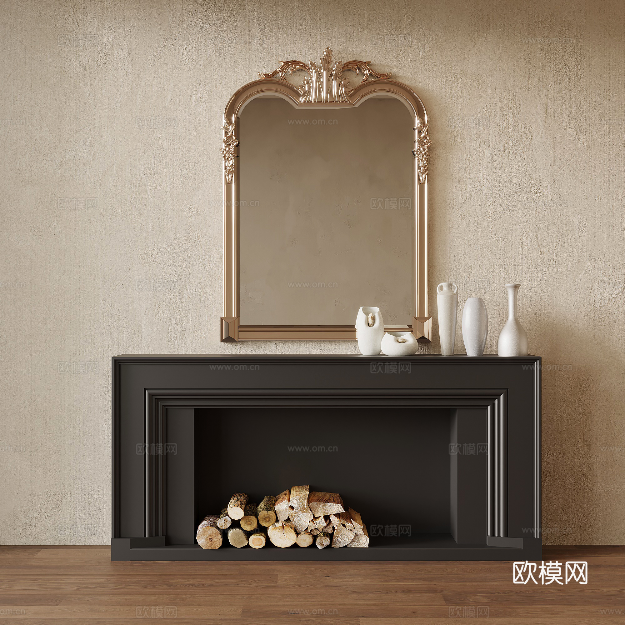 法式复古风壁炉su模型