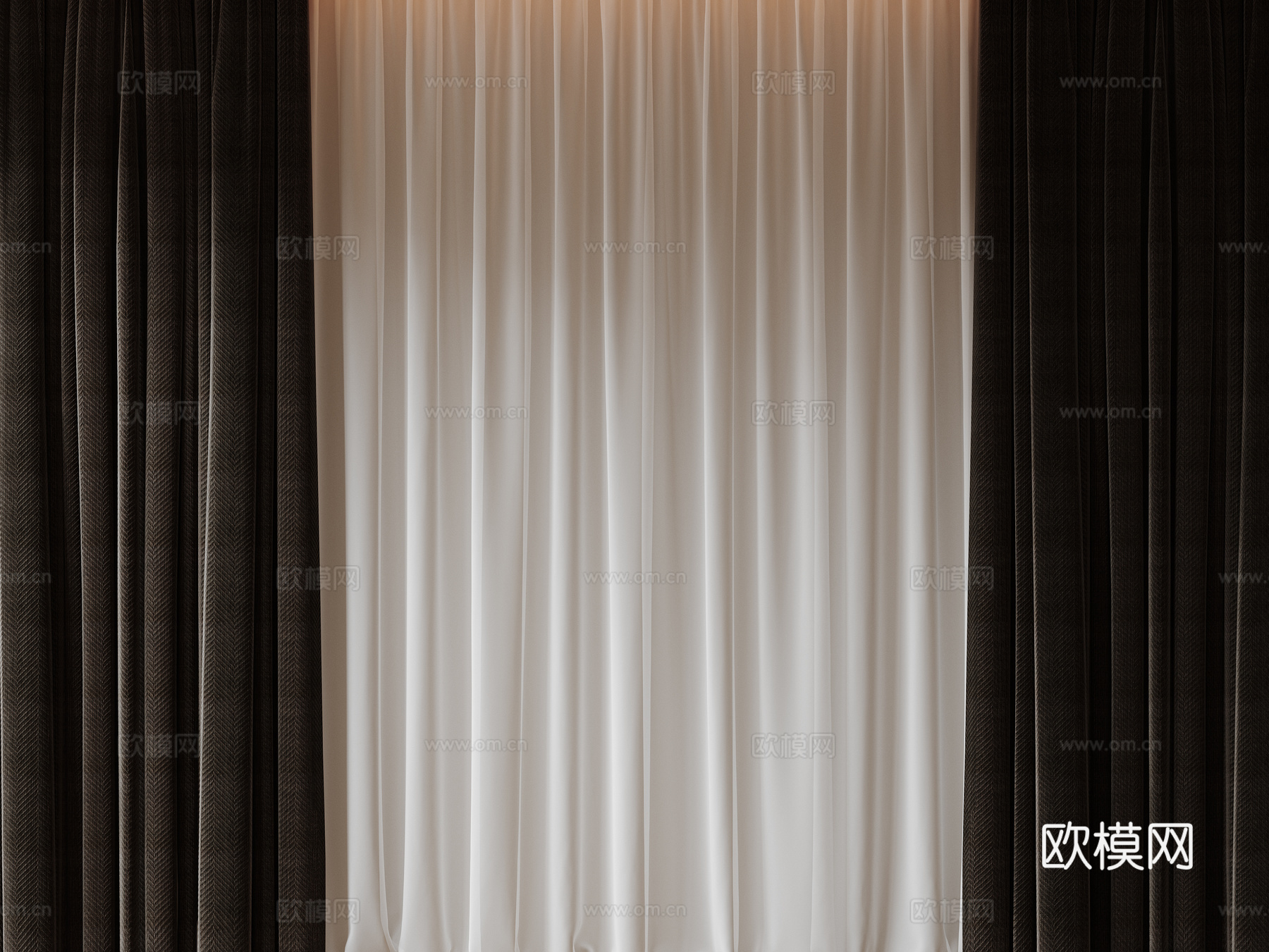 现代通用窗帘 中古布帘窗纱 纱帘 百叶帘 素色帘 纯色窗帘su模型