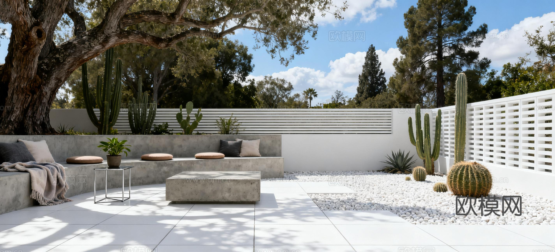 现代奶油风一楼庭院外景