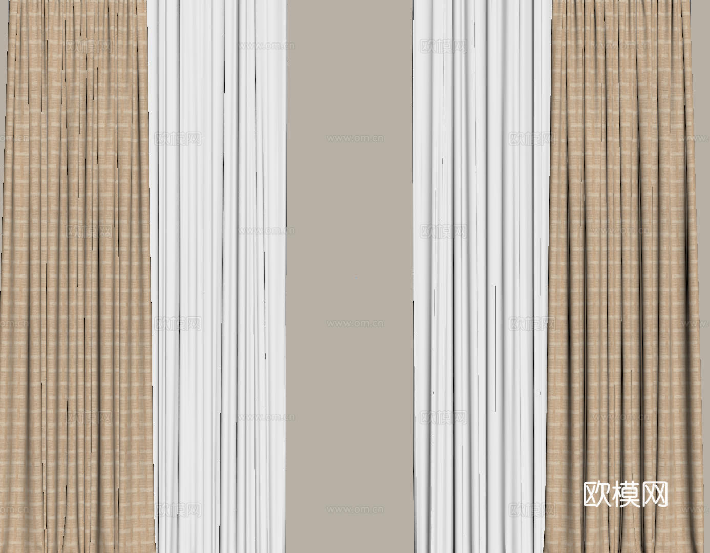 现代通用窗帘 中古布帘窗纱 纱帘 百叶帘 素色帘 纯色窗帘su模型