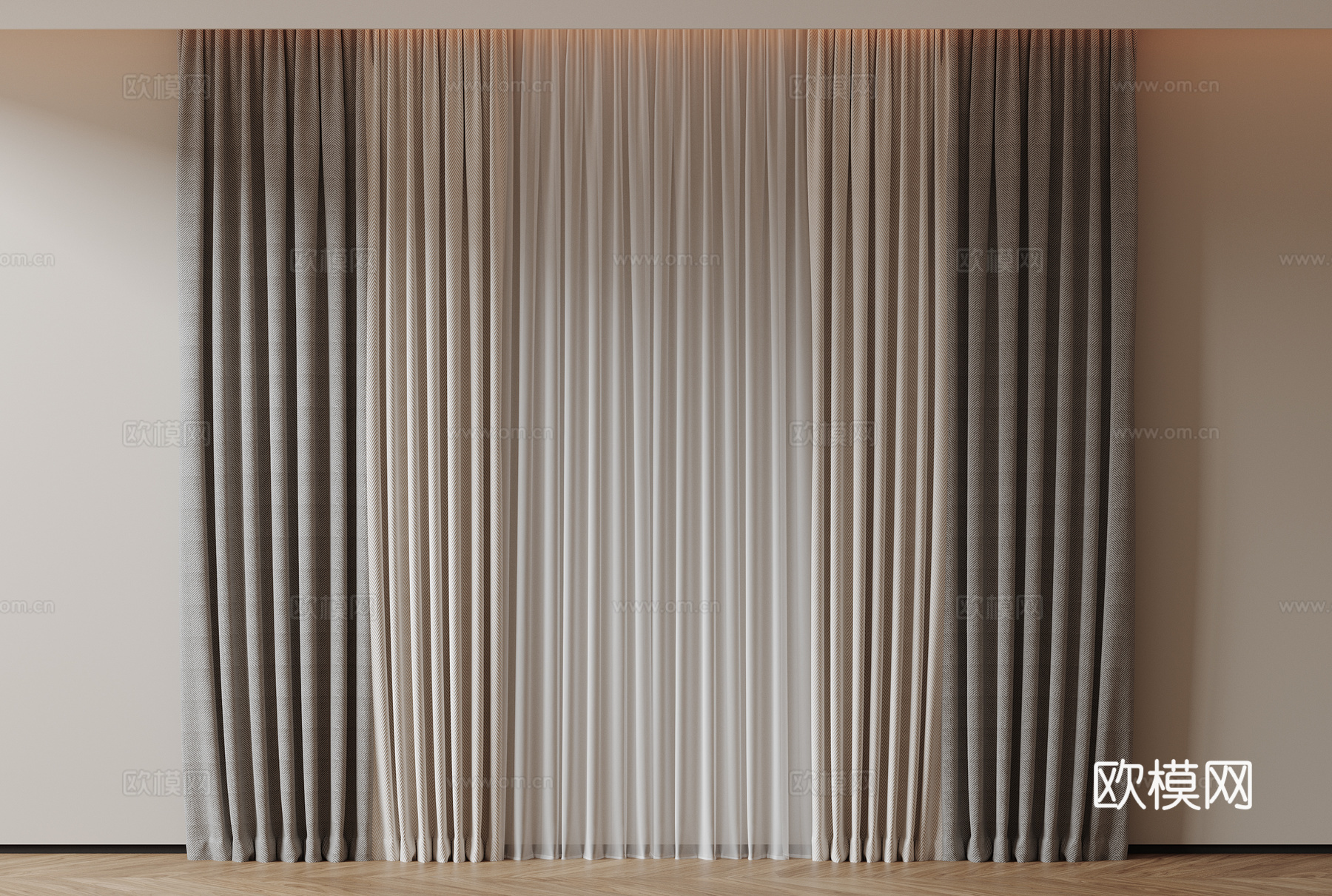 现代通用窗帘 中古布帘窗纱 纱帘 百叶帘 素色帘 纯色窗帘su模型