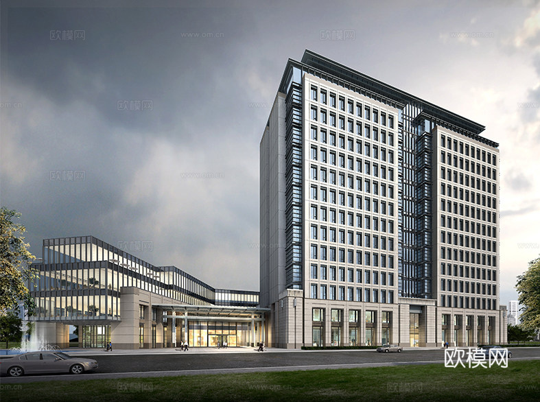 现代高层办公楼 写字楼建筑 商业综合体 企业总部大楼su模型