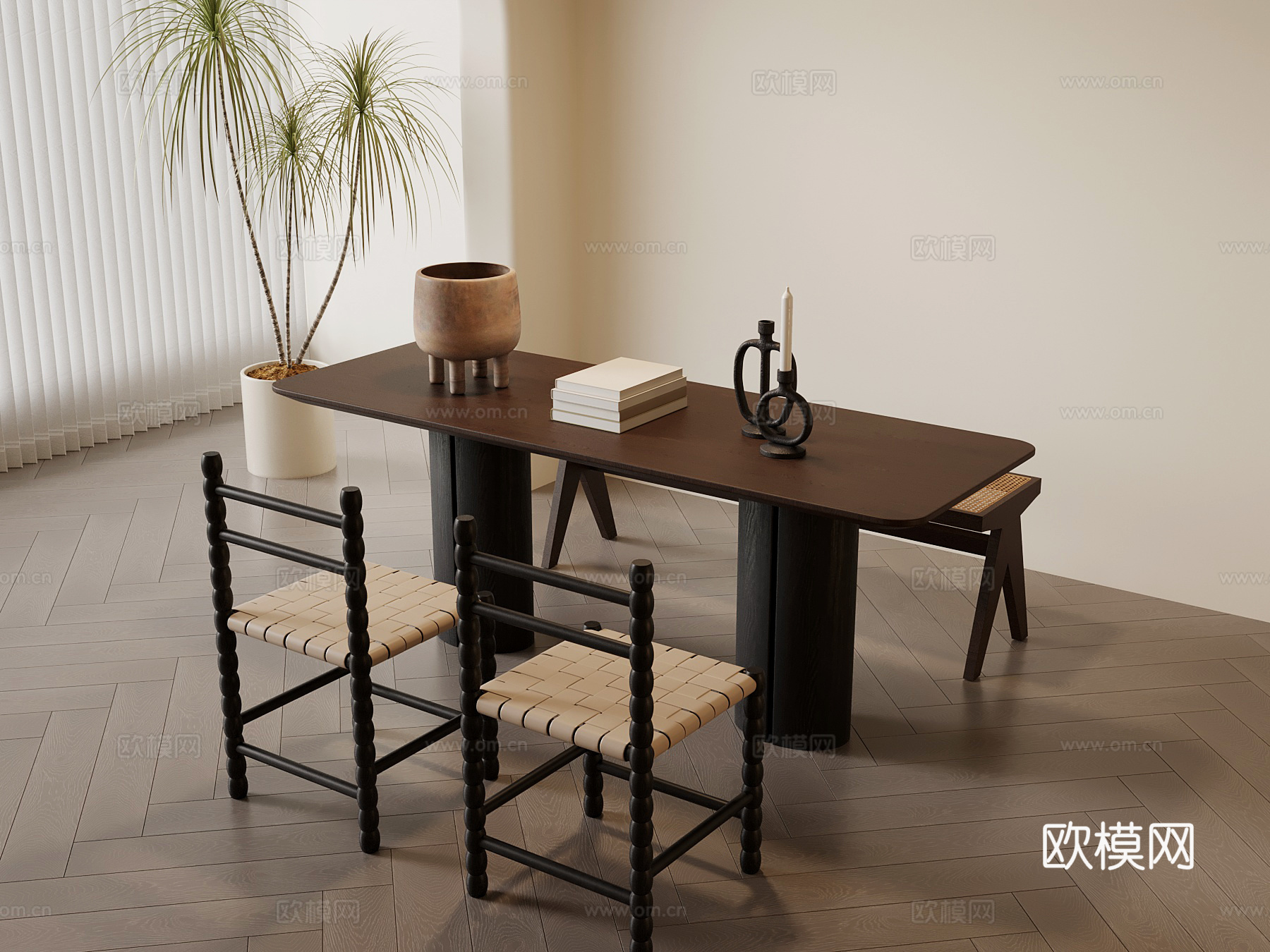 法式复古风餐桌椅su模型