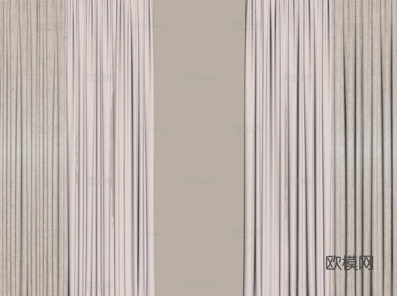 现代通用窗帘 中古布帘窗纱 纱帘 百叶帘 素色帘 纯色窗帘su模型