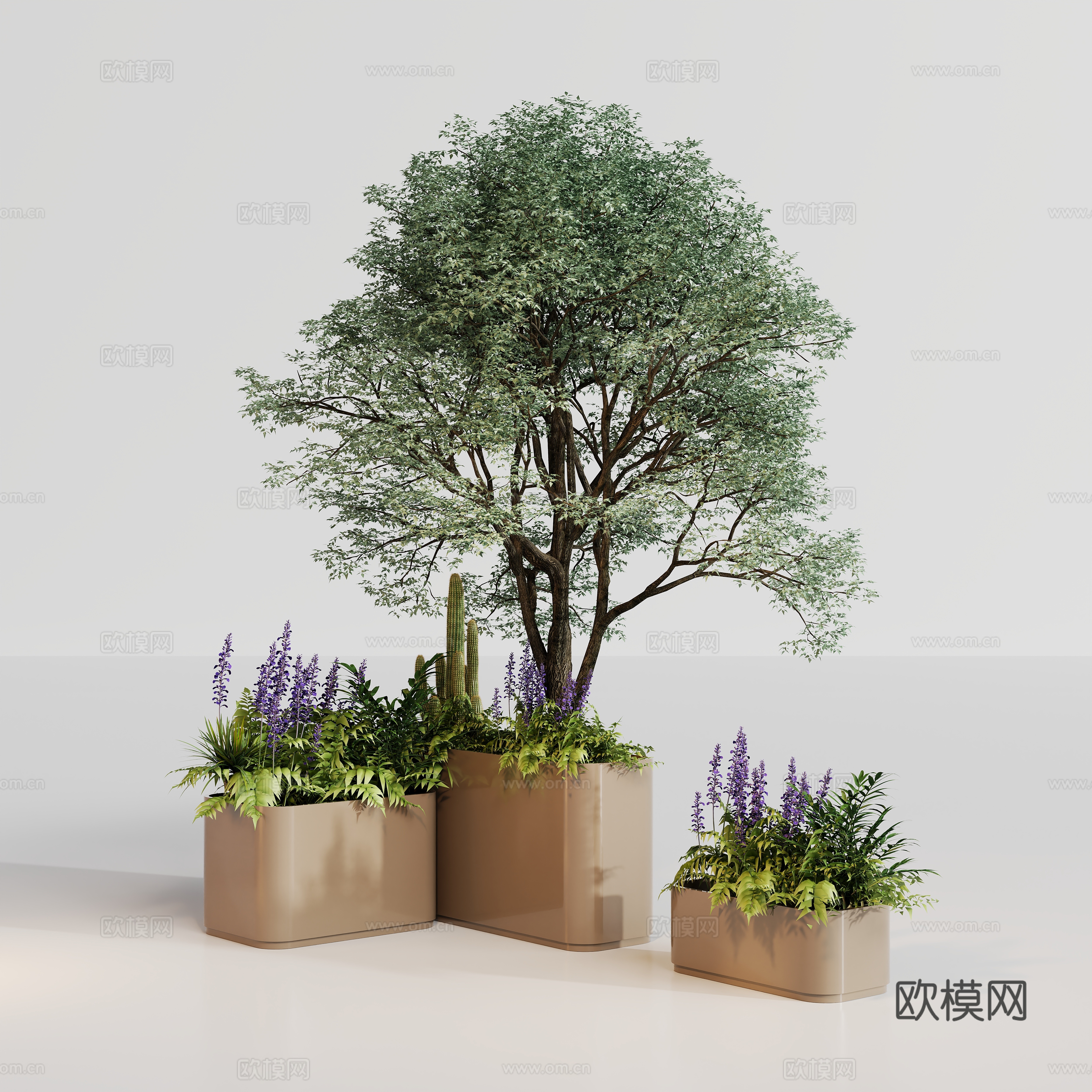 现代花盆盆栽植物su模型