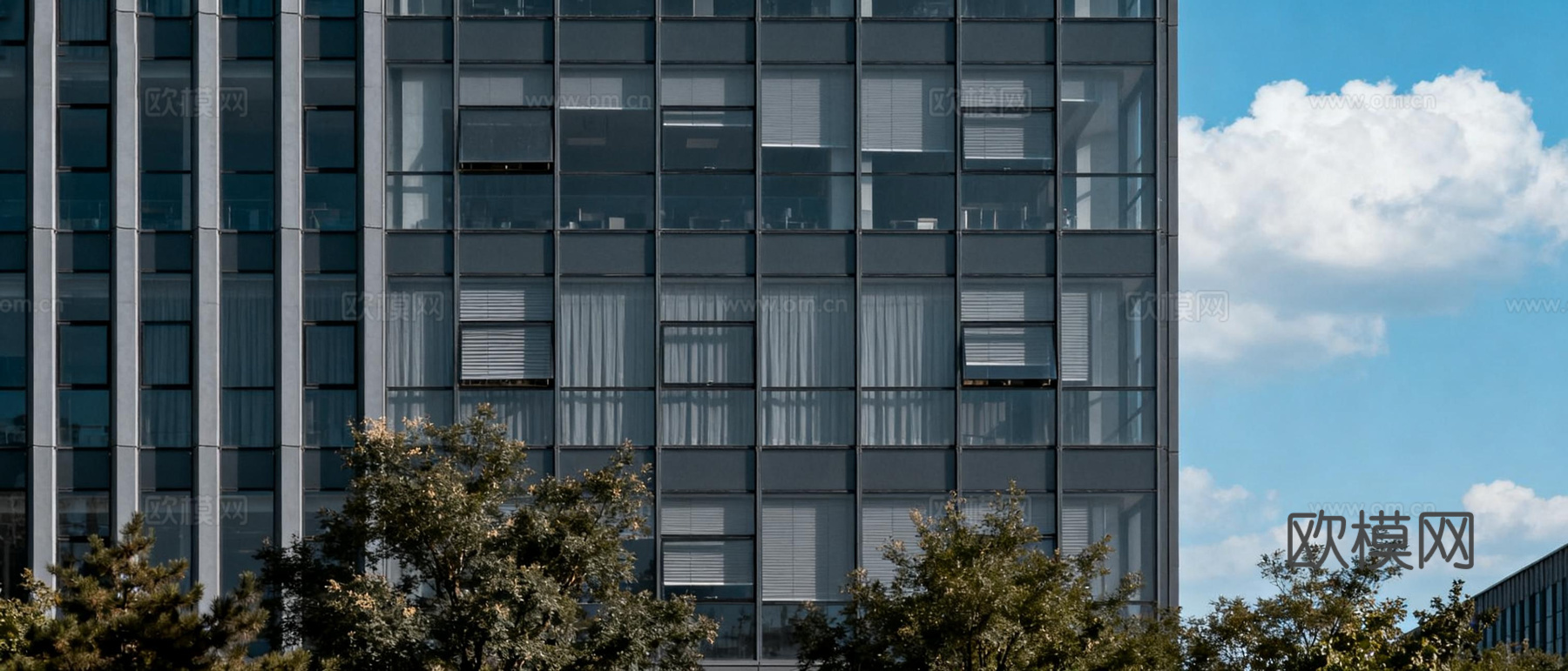 现代办公楼白天 窗景
