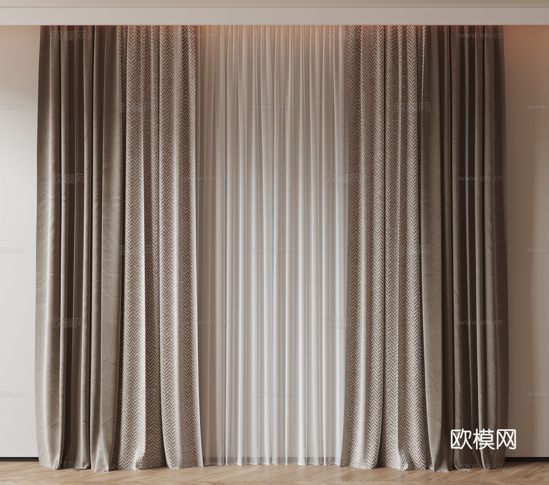 现代通用窗帘 中古布帘窗纱 纱帘 百叶帘 素色帘 纯色窗帘su模型