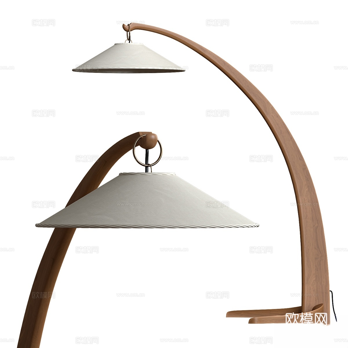 弧形意大利胡桃木落地灯3d模型下载